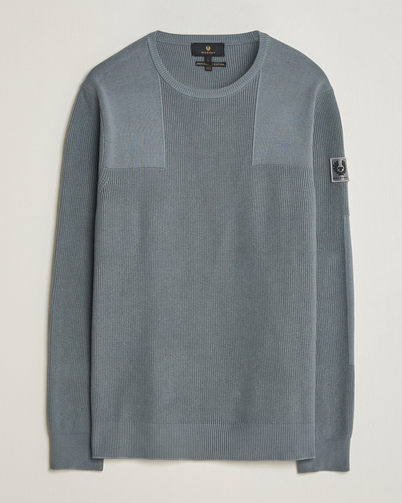 Herre | Trøjer | Belstaff | Commander Knitted Crew Neck Atlantic Grey