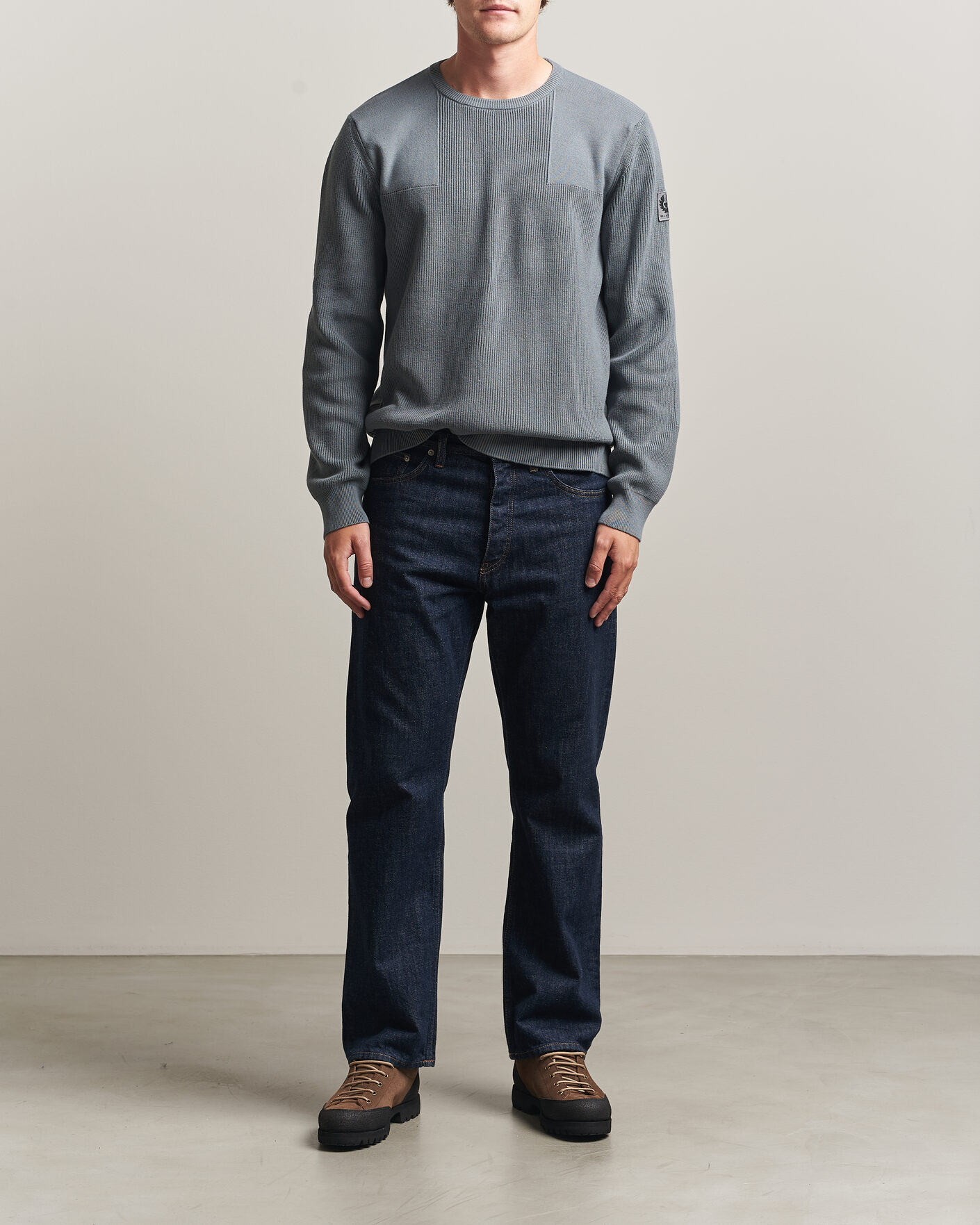 Herre | Trøjer | Belstaff | Commander Knitted Crew Neck Atlantic Grey