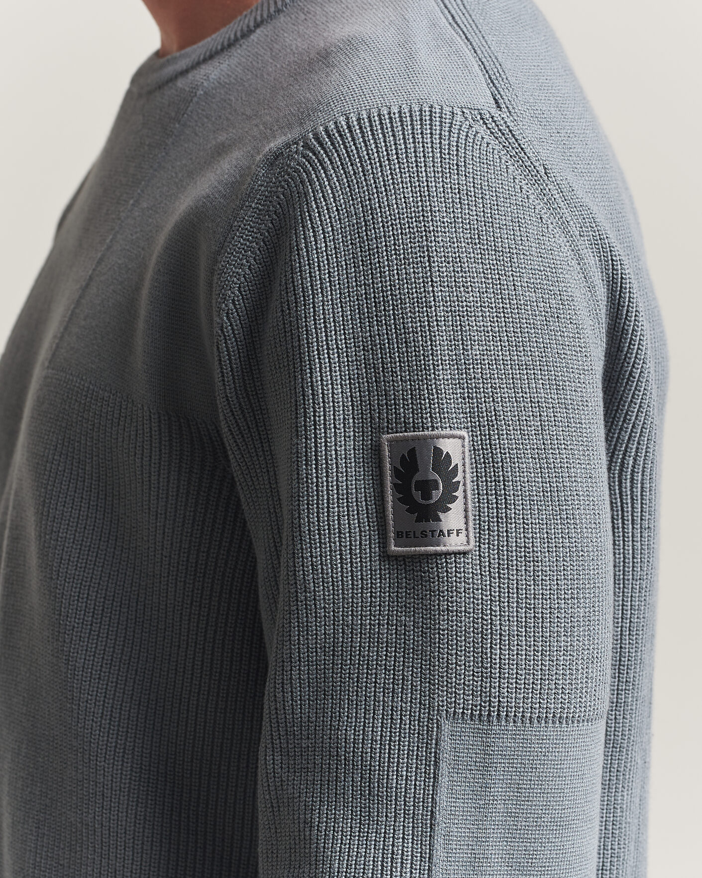 Herre | Trøjer | Belstaff | Commander Knitted Crew Neck Atlantic Grey