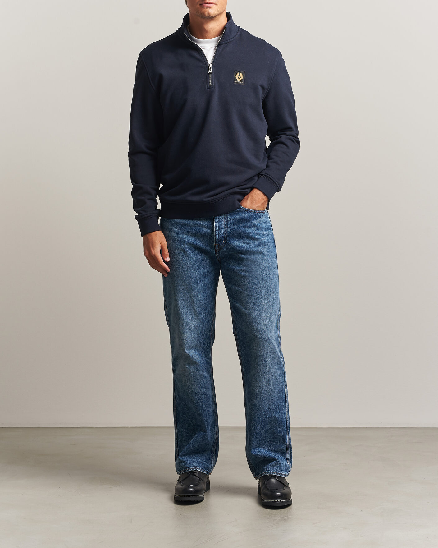 Herre | Trøjer | Belstaff | Signature Half Zip Sweatshirt Dark Ink