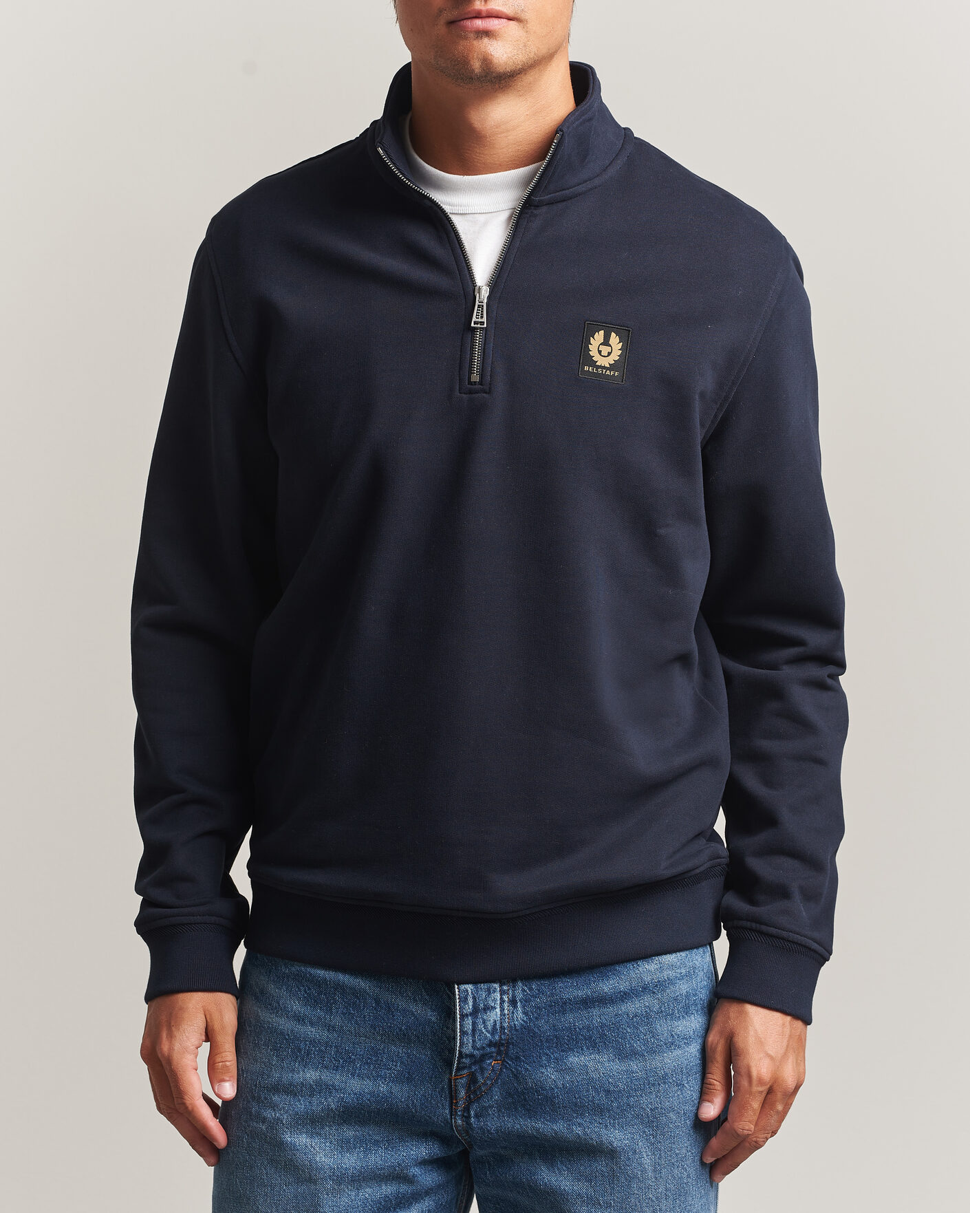 Herre | Trøjer | Belstaff | Signature Half Zip Sweatshirt Dark Ink