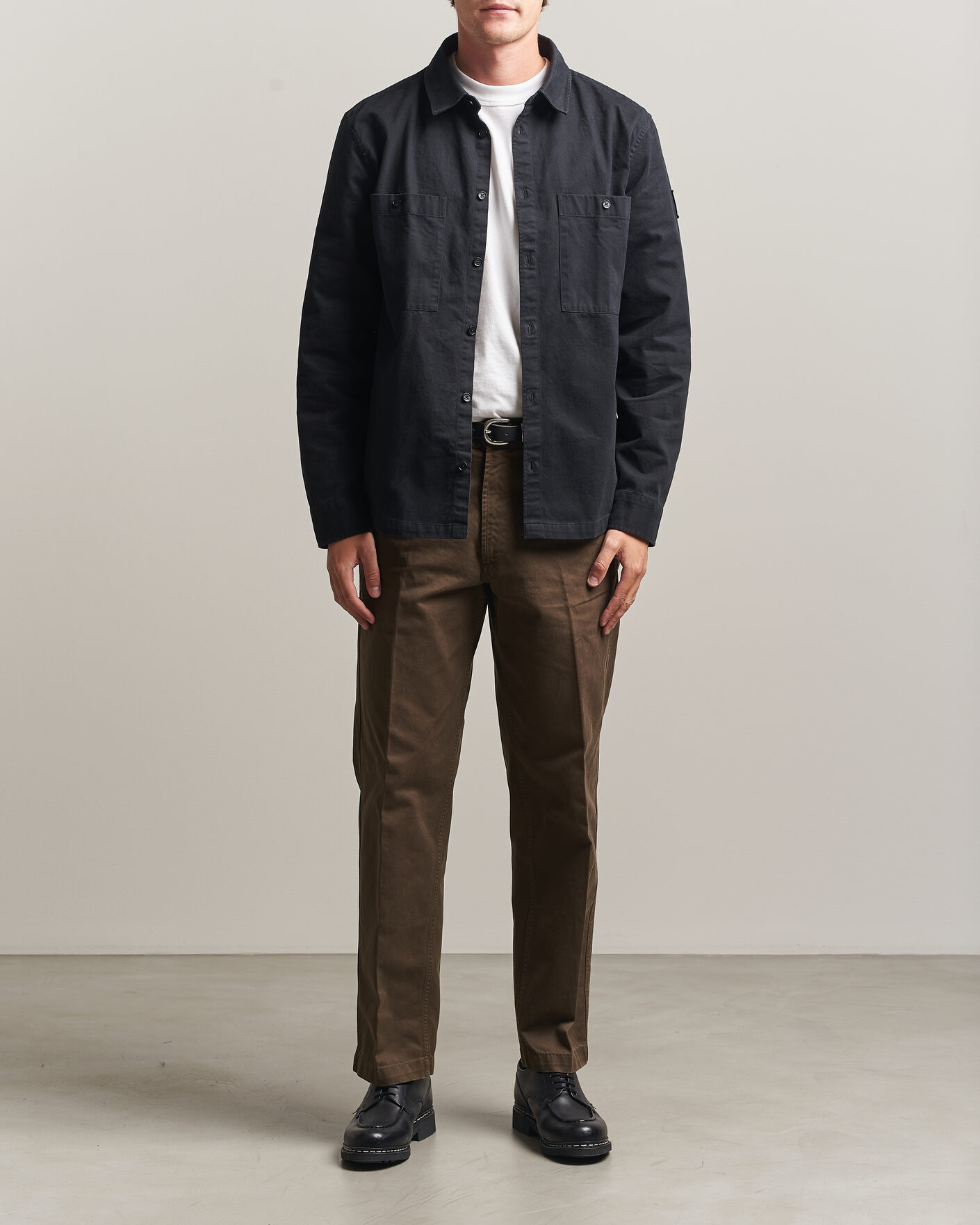 Herre | Skjorter | Belstaff | Outpost Cotton Herringbone Overshirt Black
