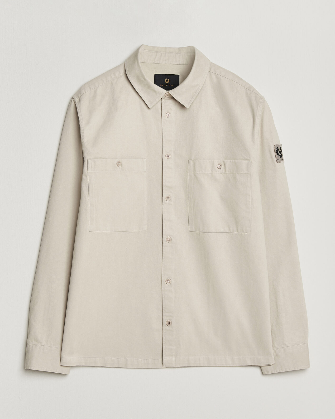 Herre | Skjorter | Belstaff | Outpost Cotton Herringbone Overshirt Pale Stone