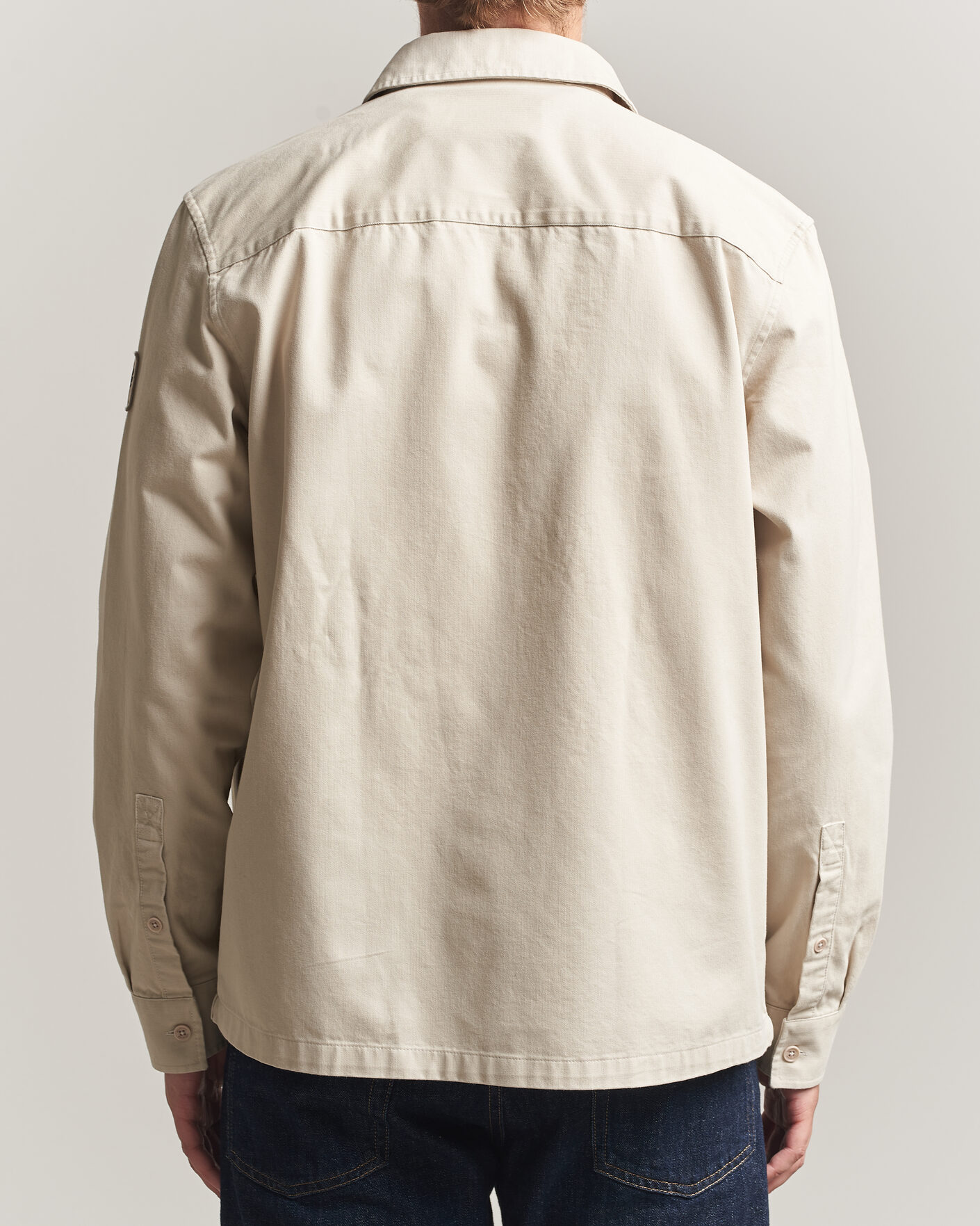 Herre | Skjorter | Belstaff | Outpost Cotton Herringbone Overshirt Pale Stone