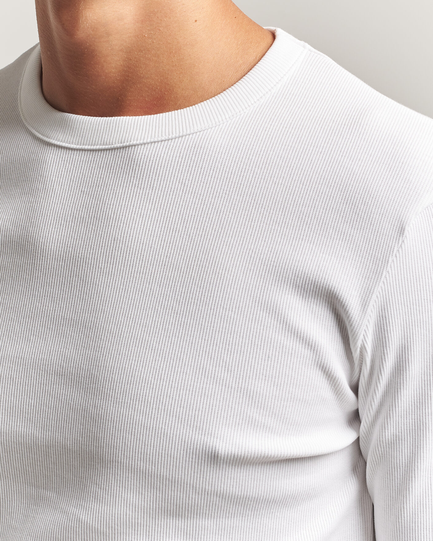 Herre | T-Shirts | Bread & Boxers | Ribbed Long Sleeve T-Shirt White