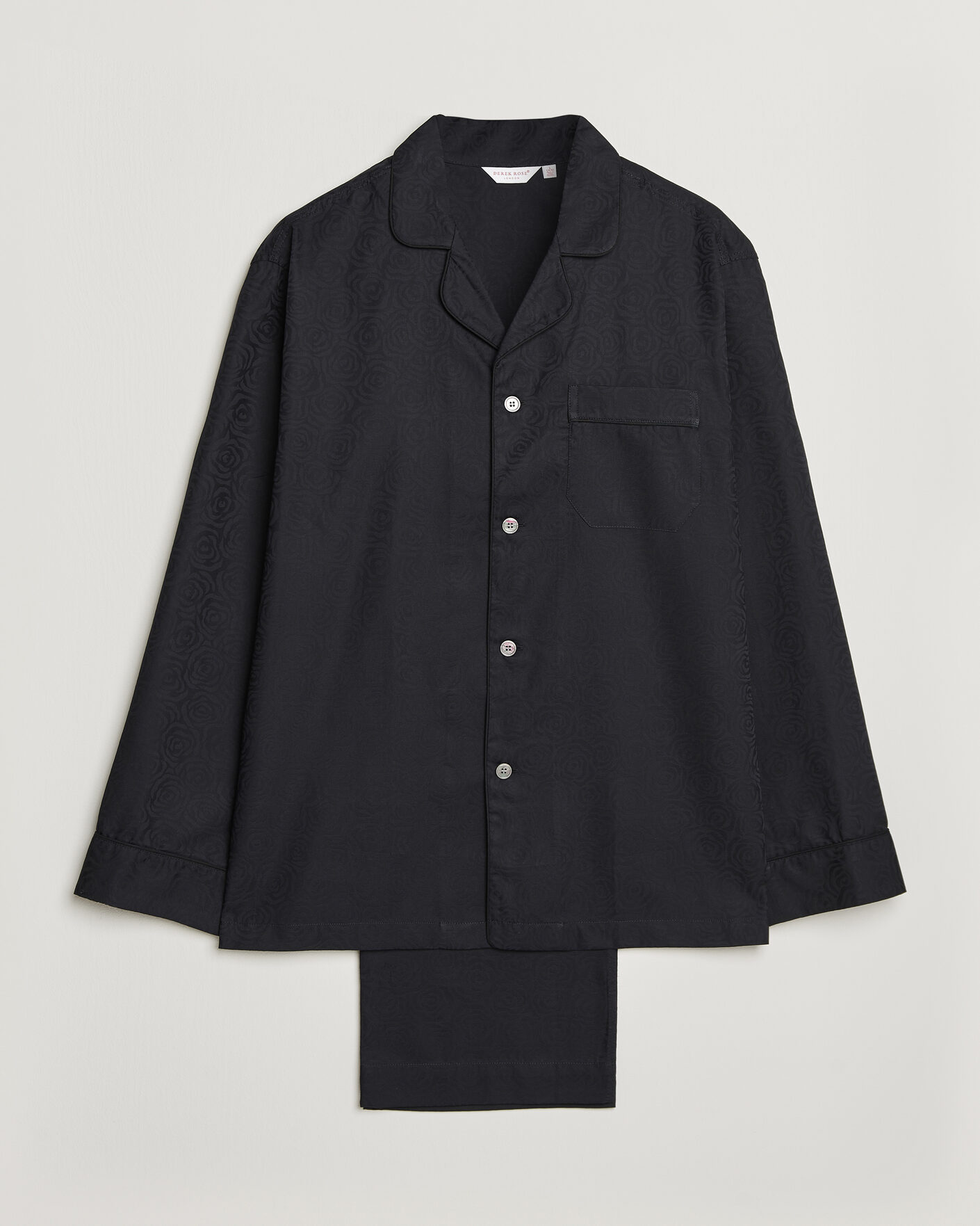 Herre | Pyjamas & Morgenkåber | Derek Rose | Piped Jacquard Cotton Pyjama Set Black