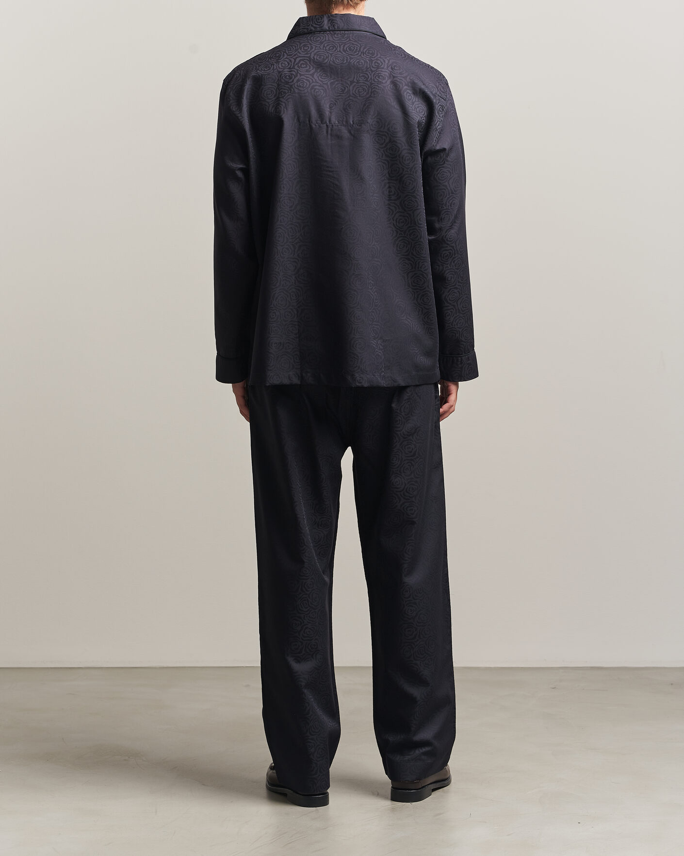 Herre | Pyjamas & Morgenkåber | Derek Rose | Piped Jacquard Cotton Pyjama Set Black