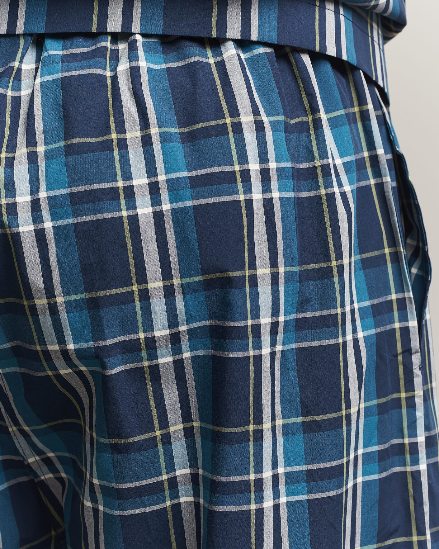 Herre | Pyjamas & Morgenkåber | Derek Rose | Piped Checked Cotton Pyjama Set Navy