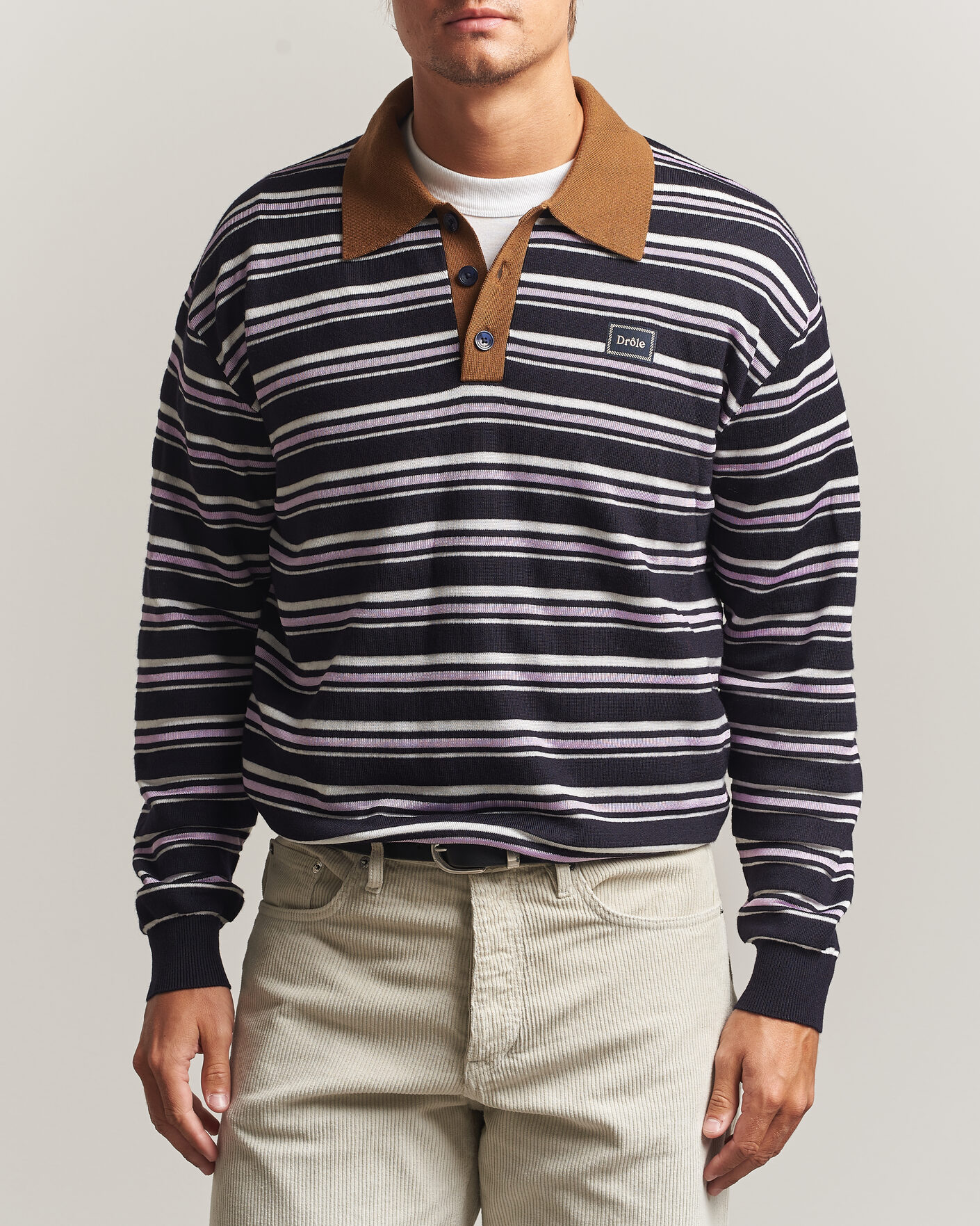 Herre | Trøjer | Drôle de Monsieur | Striped Knitted Rugger Navy Multi