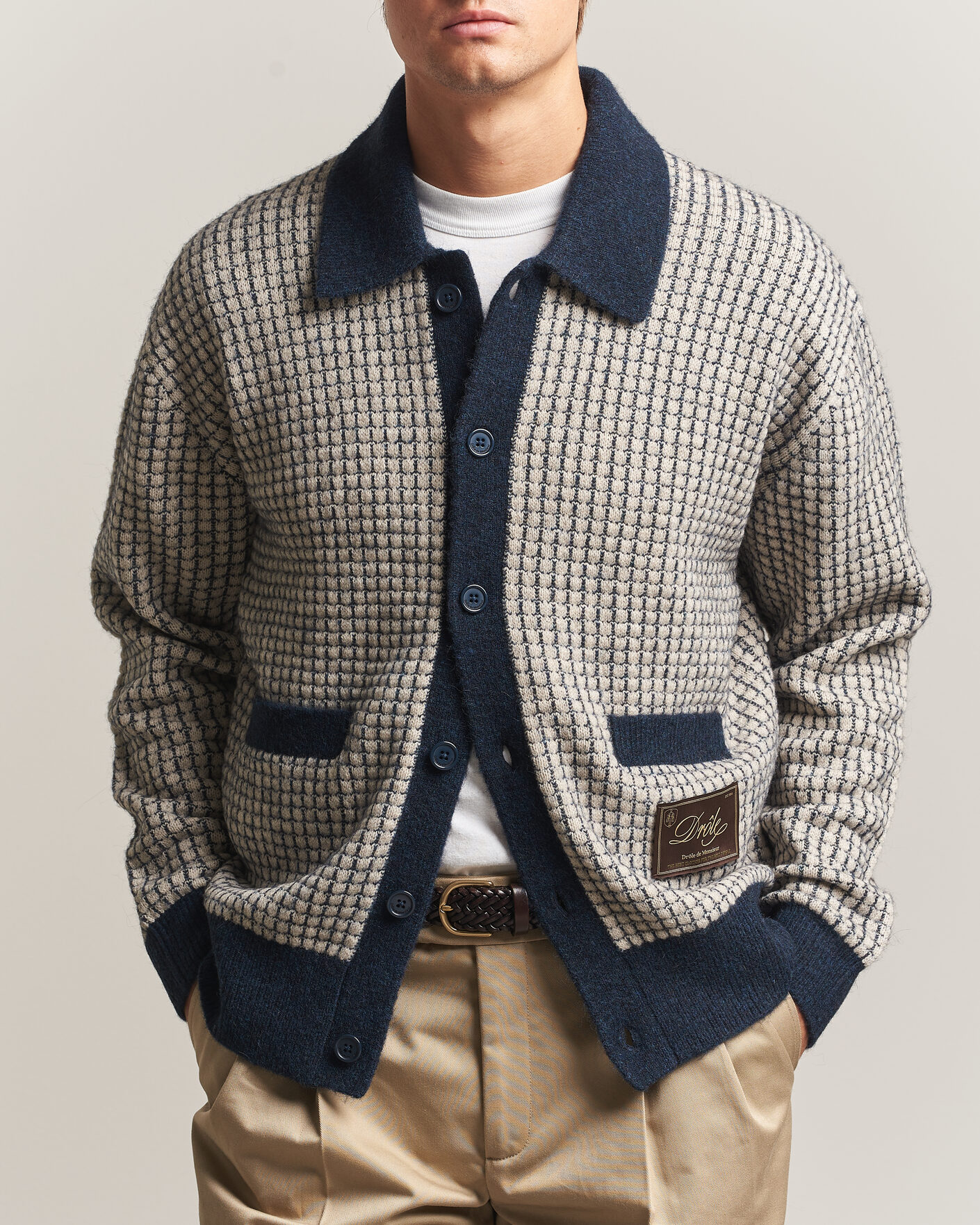 Herre | Trøjer | Drôle de Monsieur | Waffle Knitted Cardigan Navy