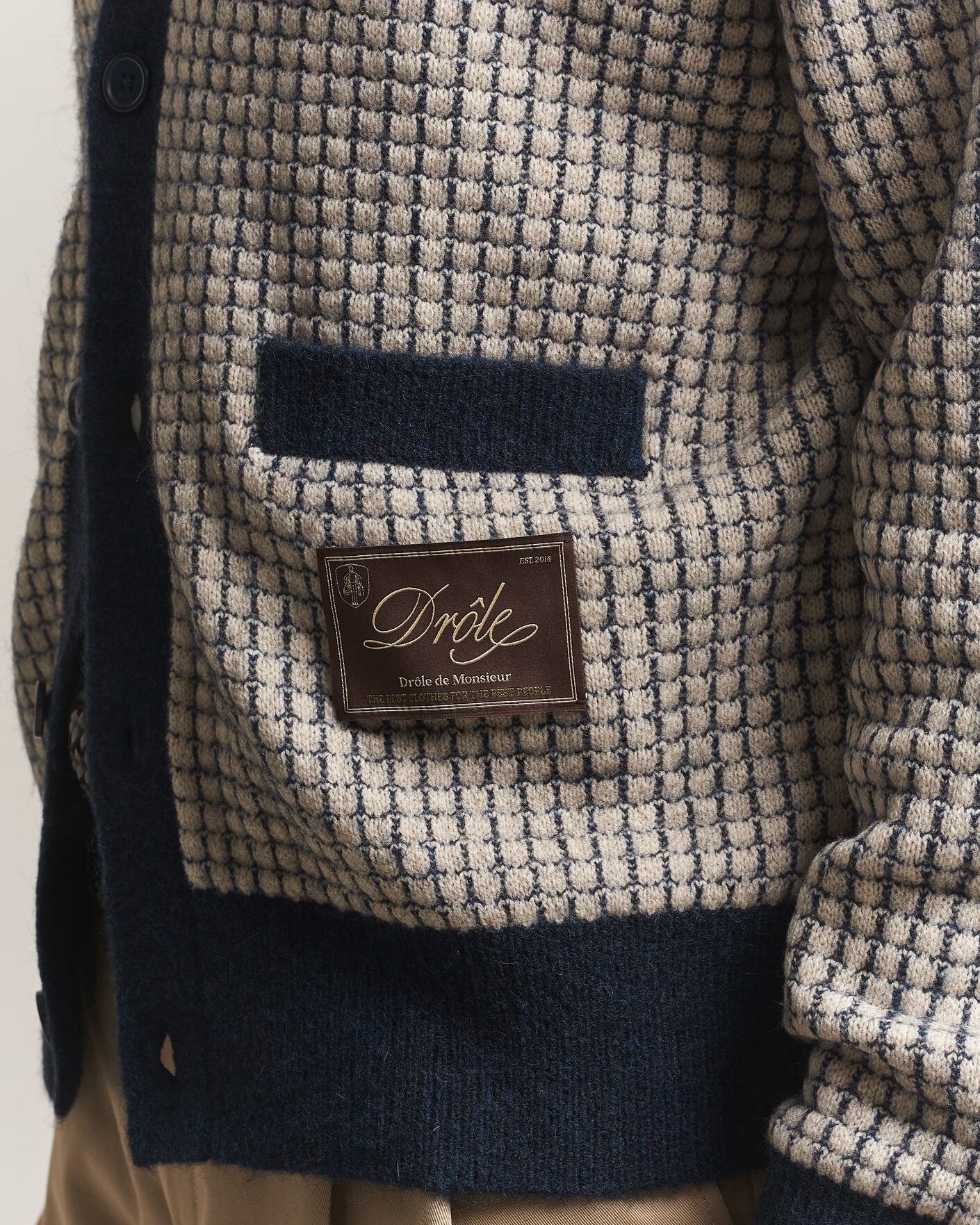Herre | Trøjer | Drôle de Monsieur | Waffle Knitted Cardigan Navy