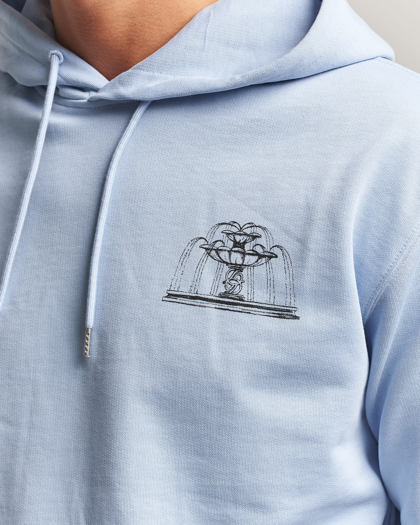 Herre | Trøjer | Drôle de Monsieur | Fountain Printed Hoodie Light Blue