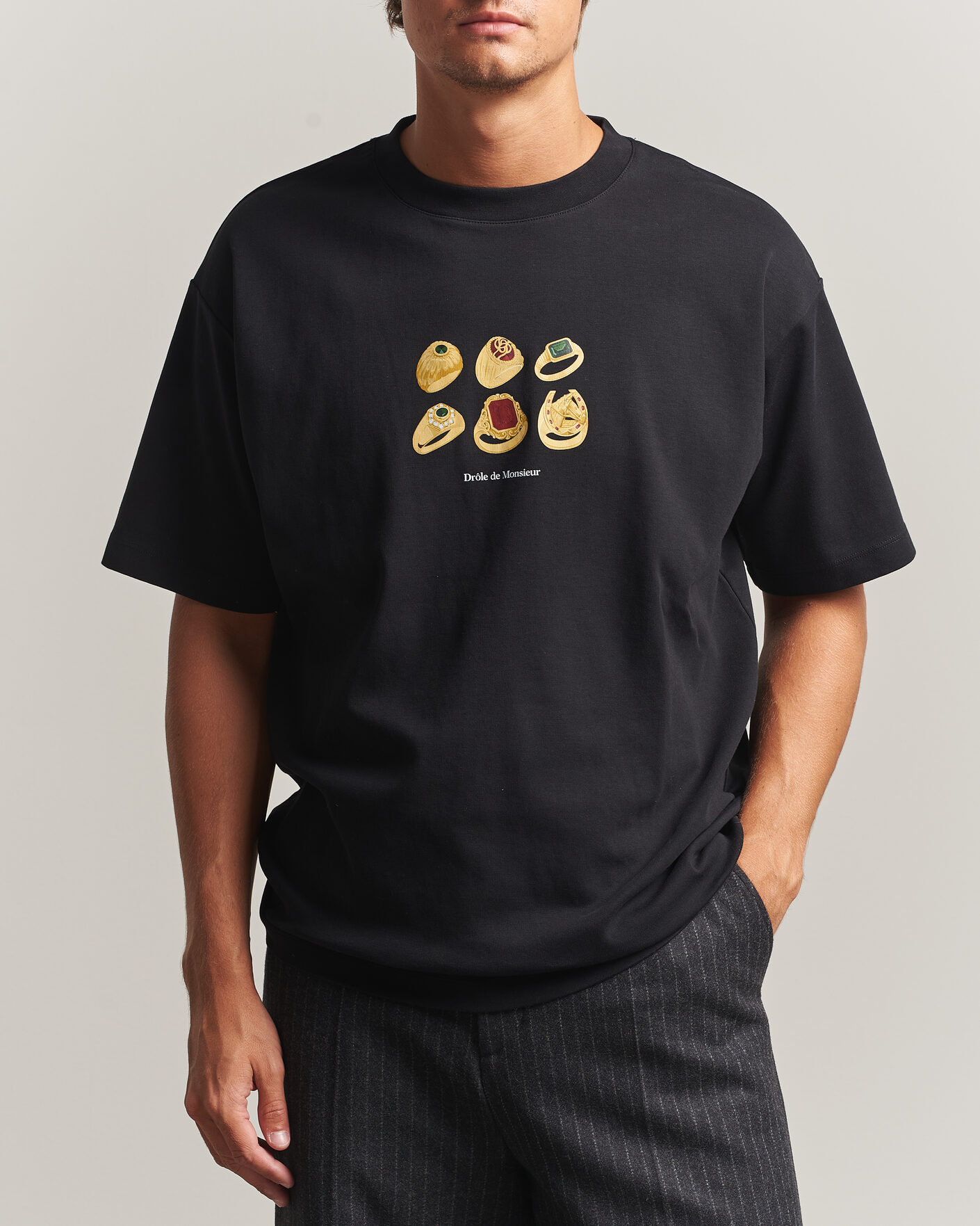 Herre | T-Shirts | Drôle de Monsieur | Rings T-Shirt Black