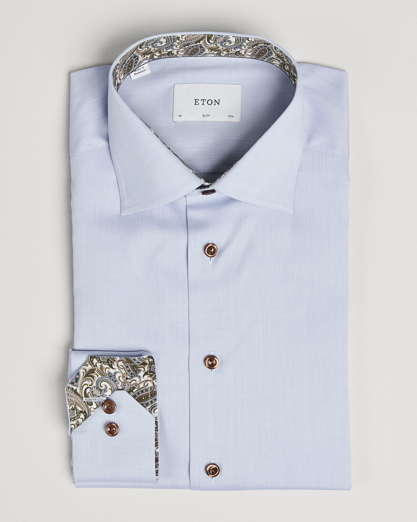 Herre | Skjorter | Eton | Slim Fit Signature Twill Contrast Shirt Light Blue