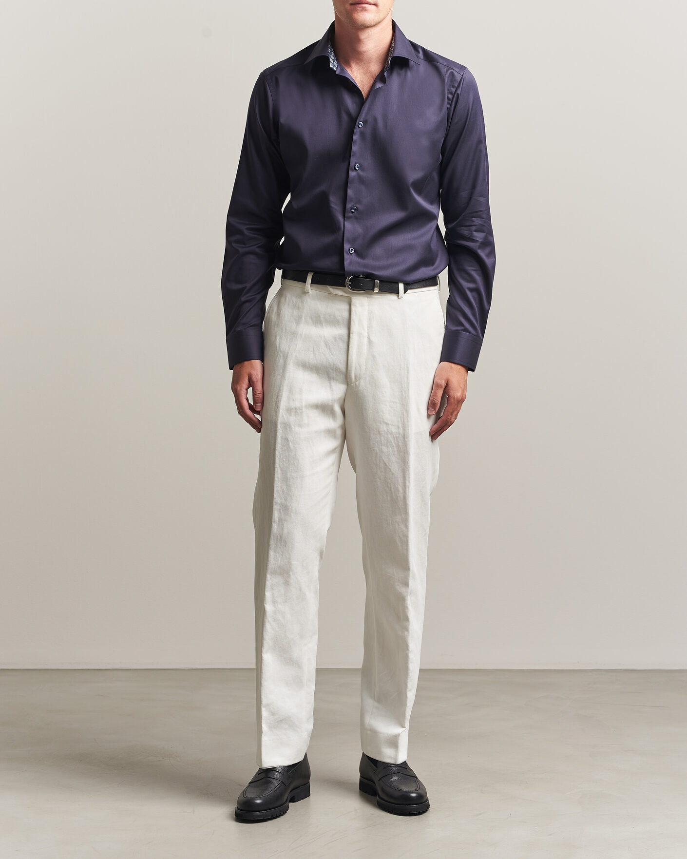Herre | Skjorter | Eton | Slim Fit Signature Twill Contrast Shirt Navy Blue