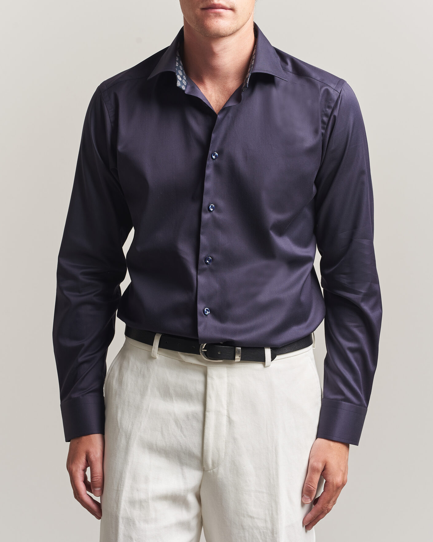 Herre | Skjorter | Eton | Slim Fit Signature Twill Contrast Shirt Navy Blue