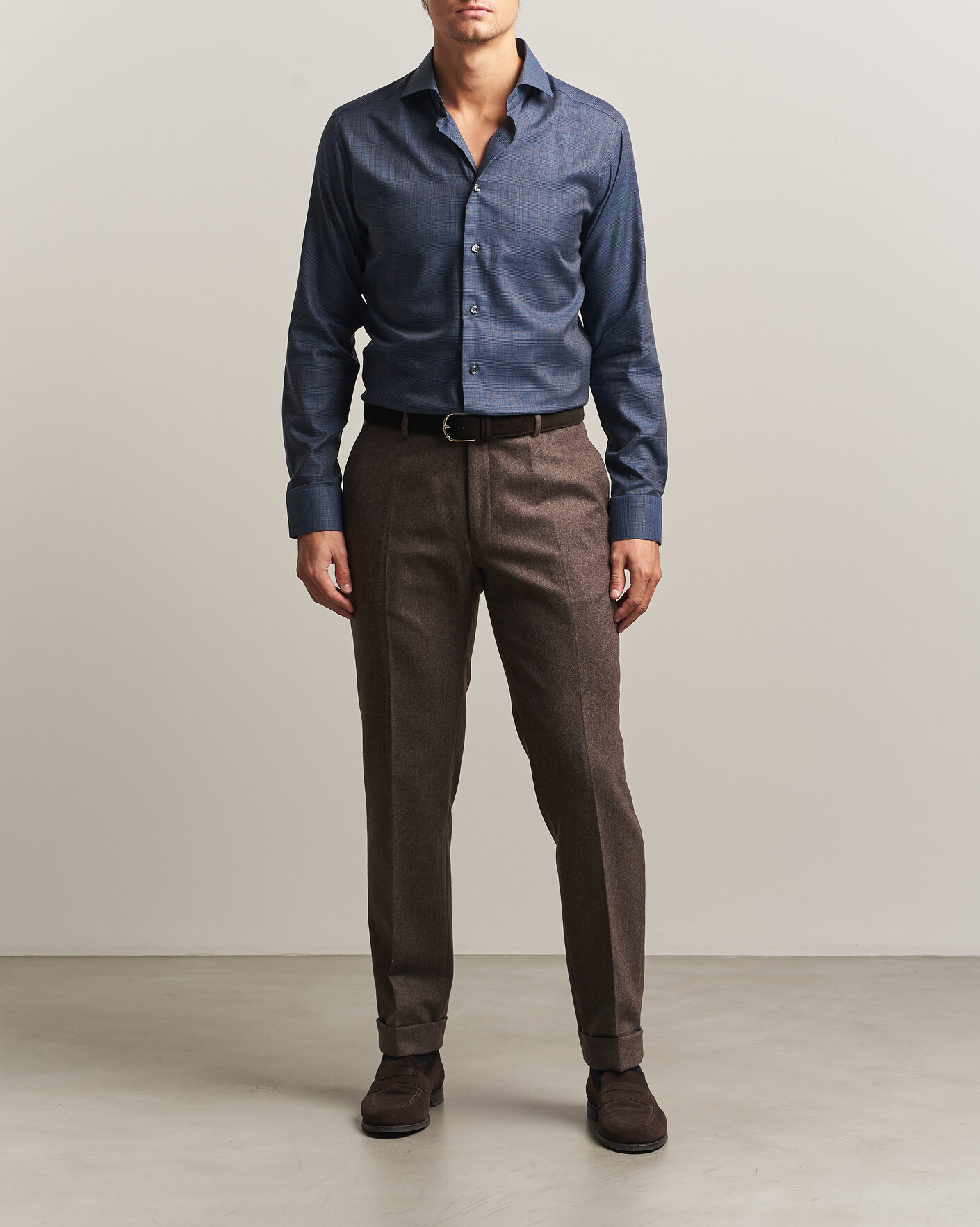 Herre | Skjorter | Eton | Slim Fit Signature Flannel Checked Shirt Dark Blue