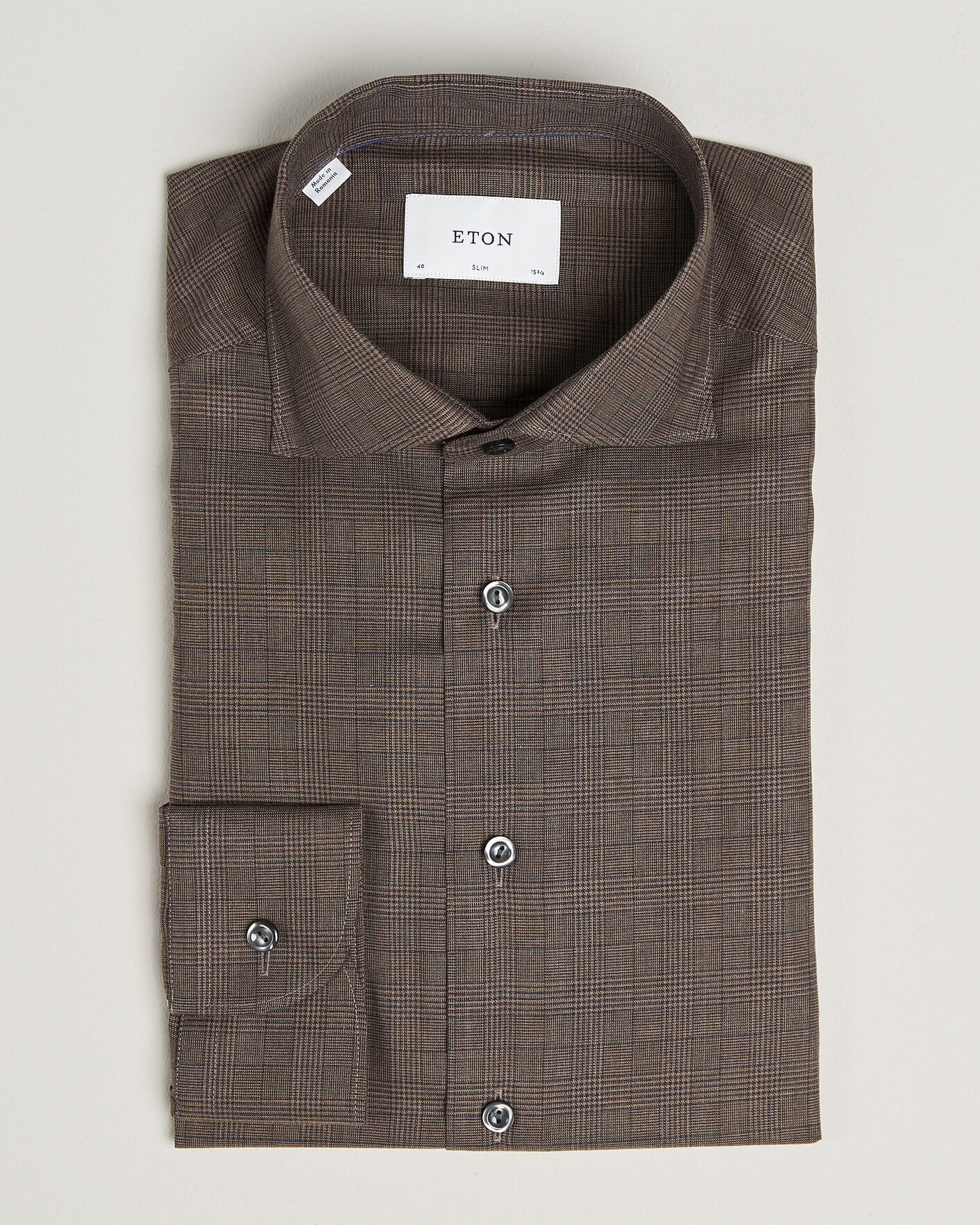 Herre | Skjorter | Eton | Slim Fit Signature Flannel Checked Shirt Dark Brown