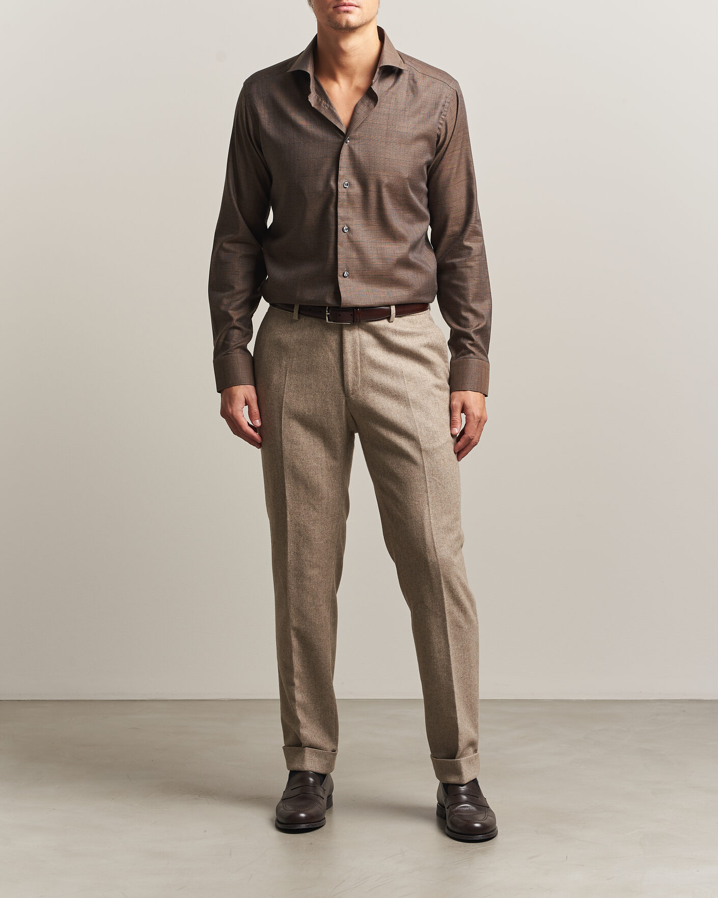 Herre | Skjorter | Eton | Slim Fit Signature Flannel Checked Shirt Dark Brown