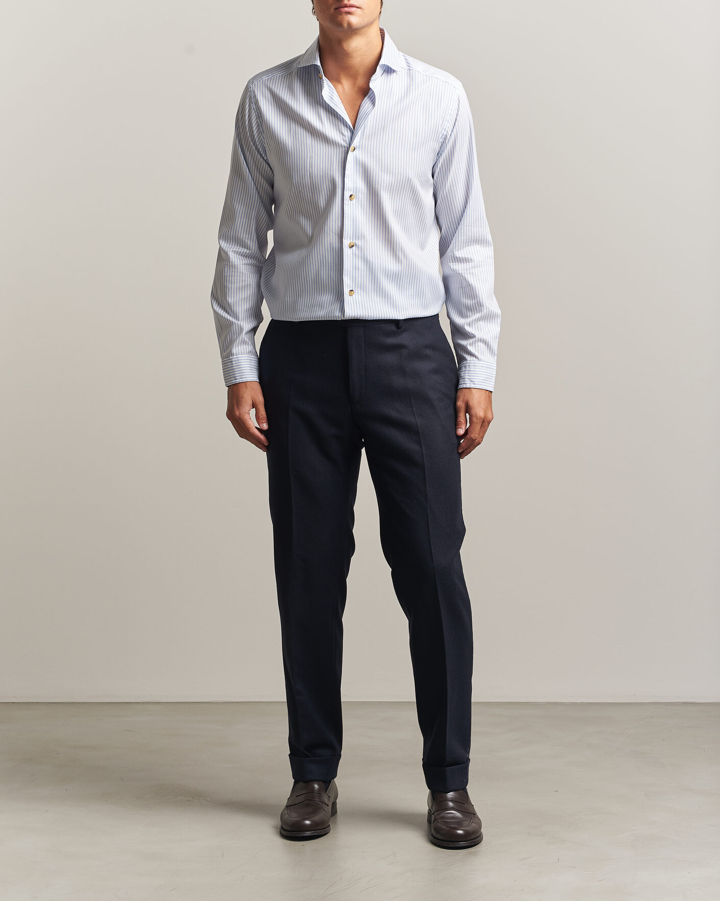 Herre | Skjorter | Eton | Casual Fit Signature Oxford Striped Shirt Light Blue