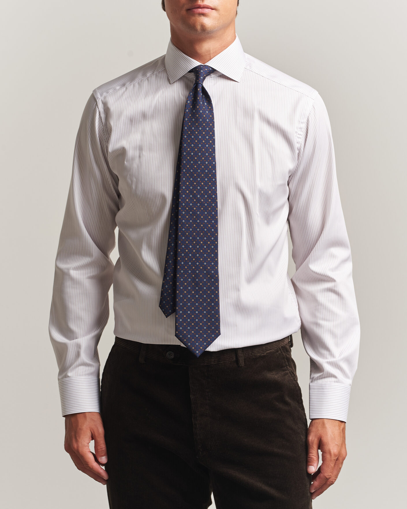 Herre | Skjorter | Eton | Slim Fit Fine Twill Striped Shirt Orange