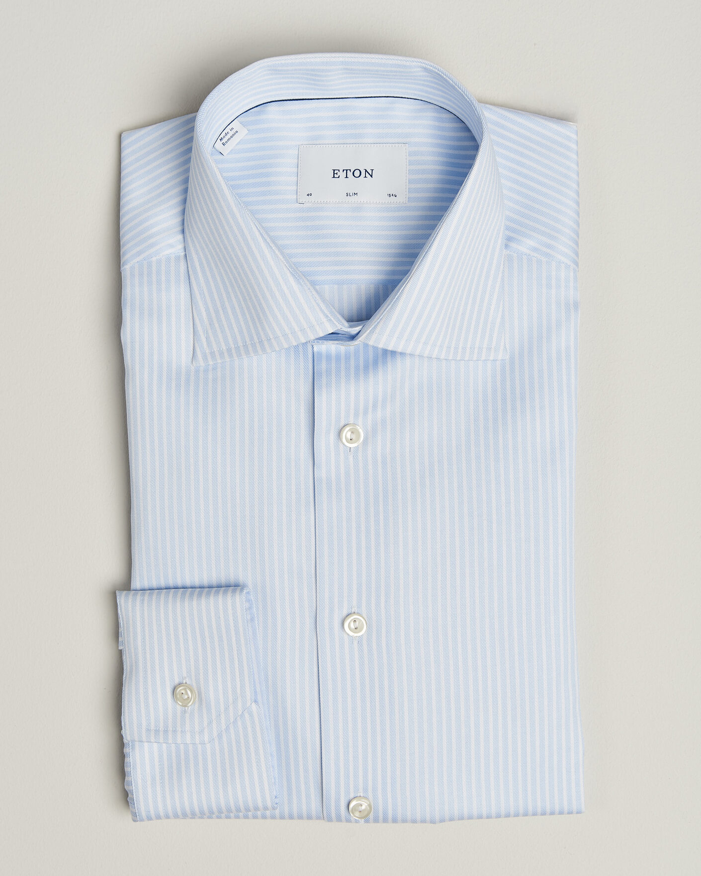 Herre | Skjorter | Eton | Slim Fit Signature Twill Striped Shirt Light Blue