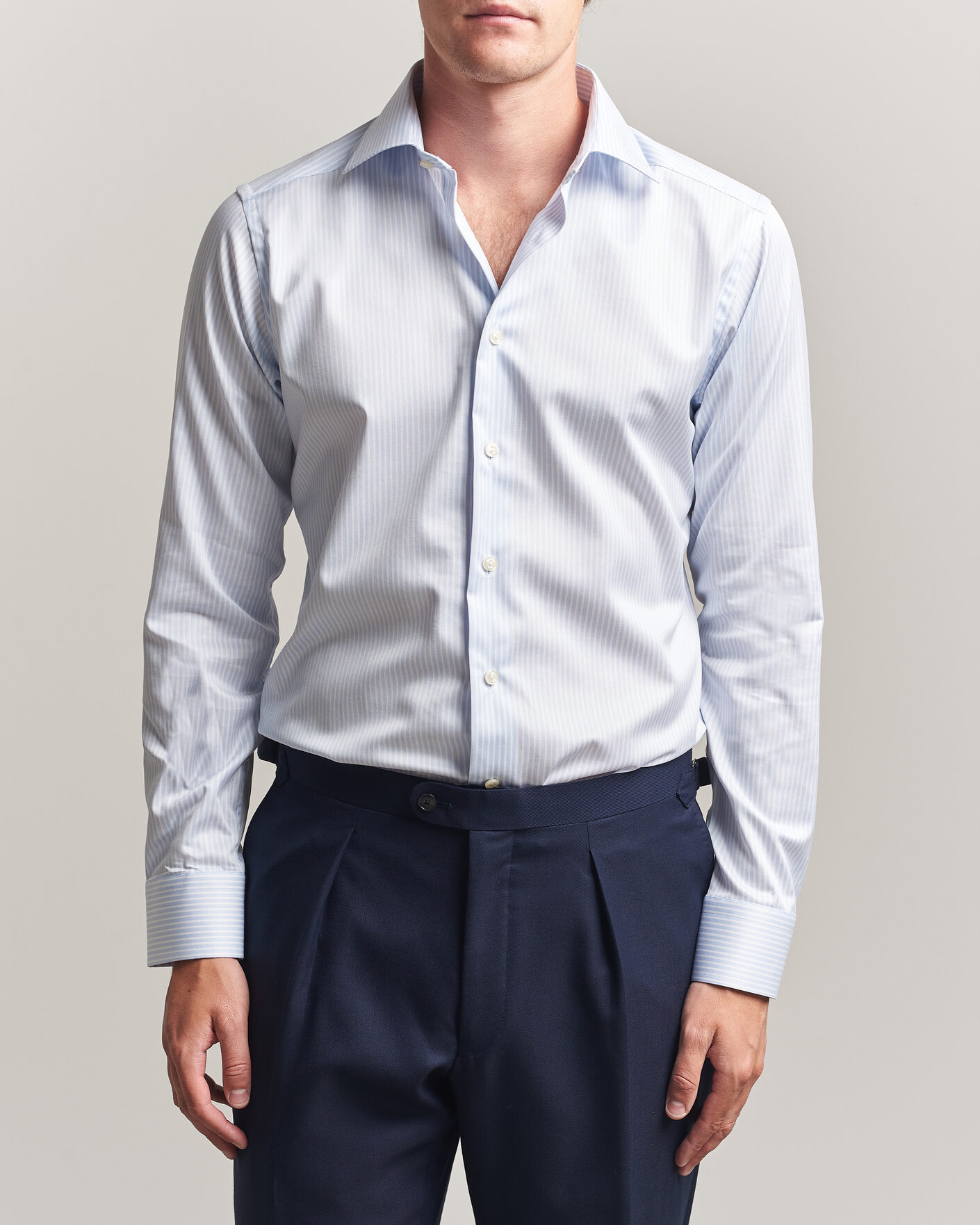 Herre | Skjorter | Eton | Slim Fit Signature Twill Striped Shirt Light Blue