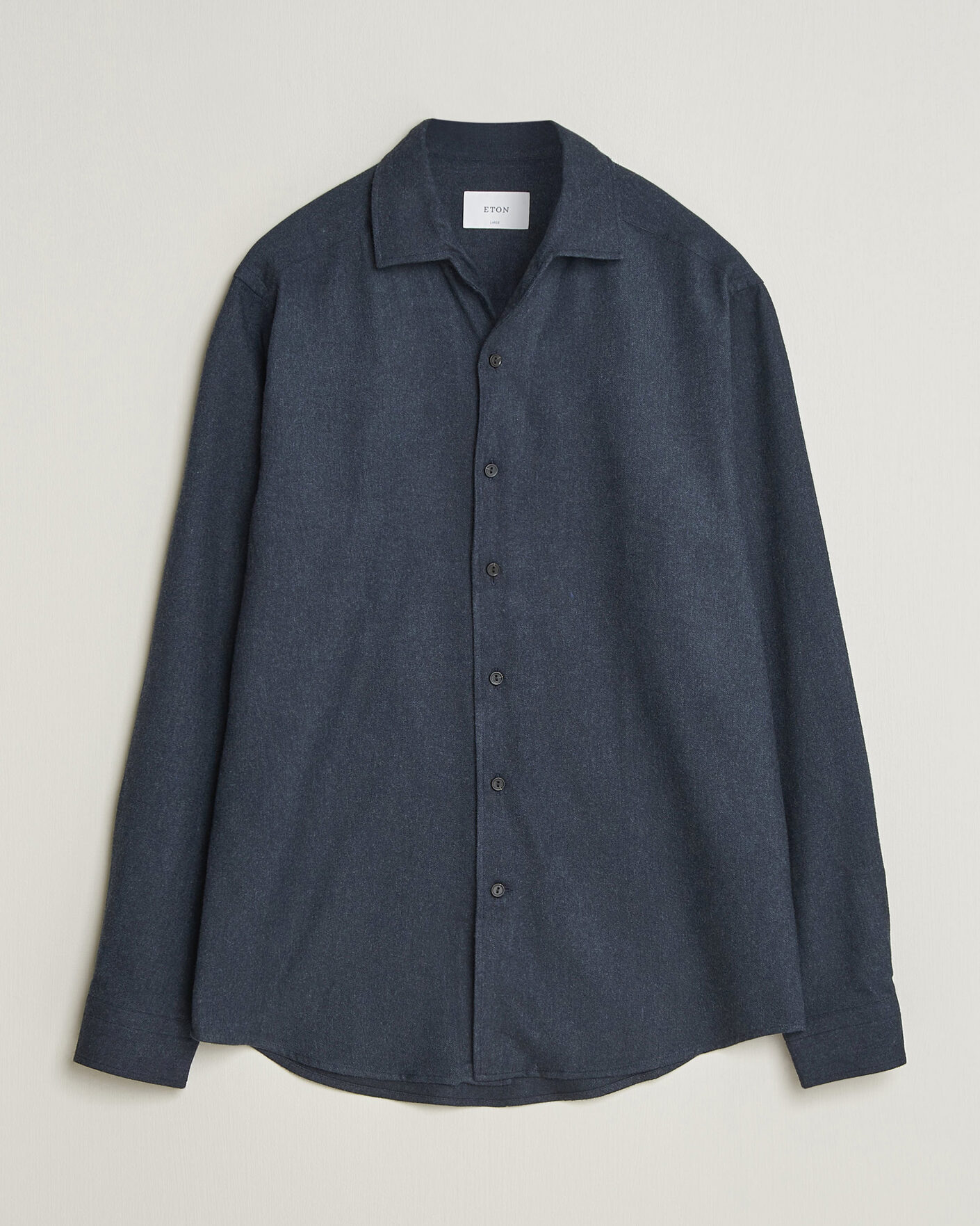 Herre | Skjorter | Eton | Casual Fit One Piece Collar Flannel Shirt Navy Blue