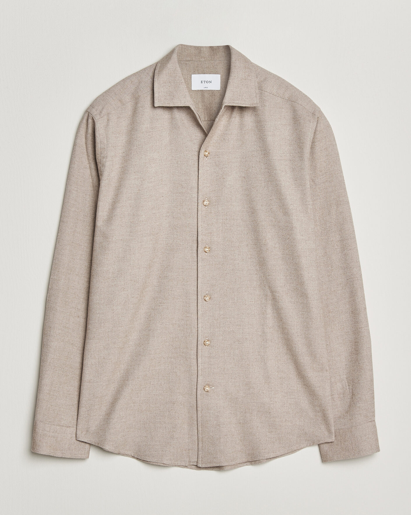Herre | Skjorter | Eton | Casual Fit One Piece Collar Flannel Shirt Beige