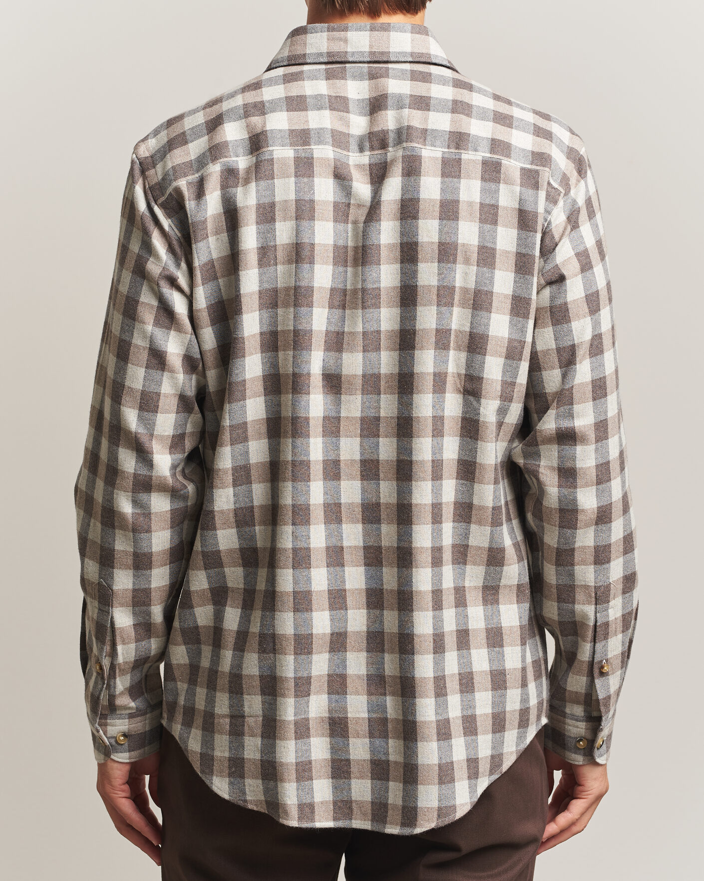 Herre | Skjorter | Eton | Casual Fit Checked Flannel Shirt Beige