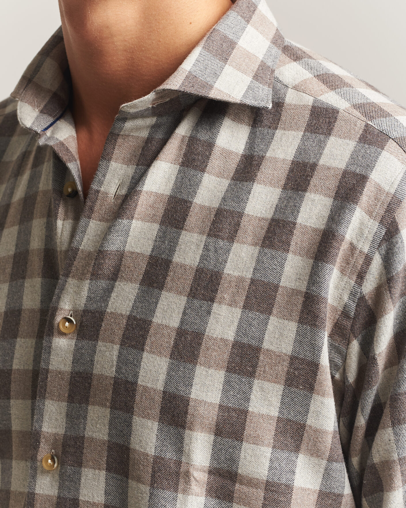 Herre | Skjorter | Eton | Casual Fit Checked Flannel Shirt Beige