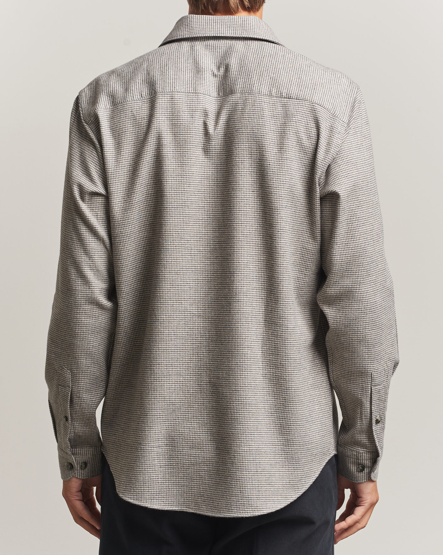 Herre | Skjorter | Eton | Casual Fit Houndstooth Flannel Shirt Mid Grey