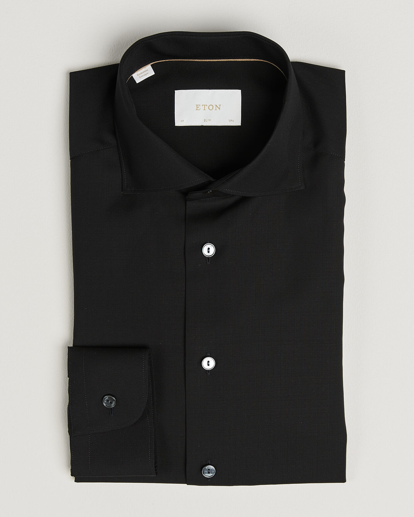 Herre | Skjorter | Eton | Slim Fit Merino Shirt Black