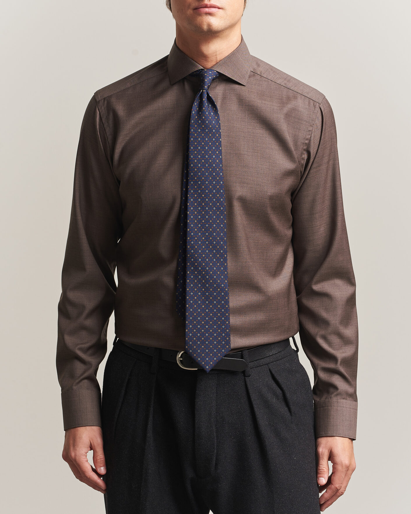 Herre | Skjorter | Eton | Slim Fit Merino Shirt Brown