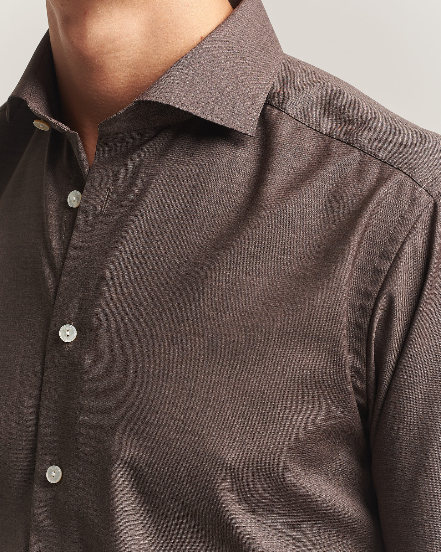 Herre | Skjorter | Eton | Slim Fit Merino Shirt Brown