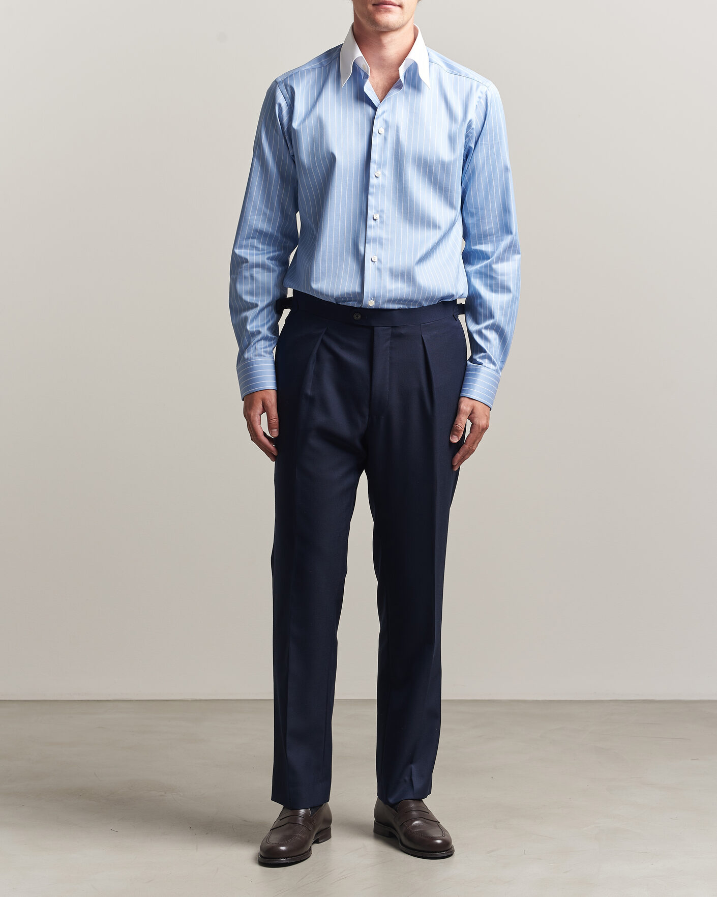 Herre | Skjorter | Eton | Slim Fit Signature Twill Striped Shirt Mid Blue