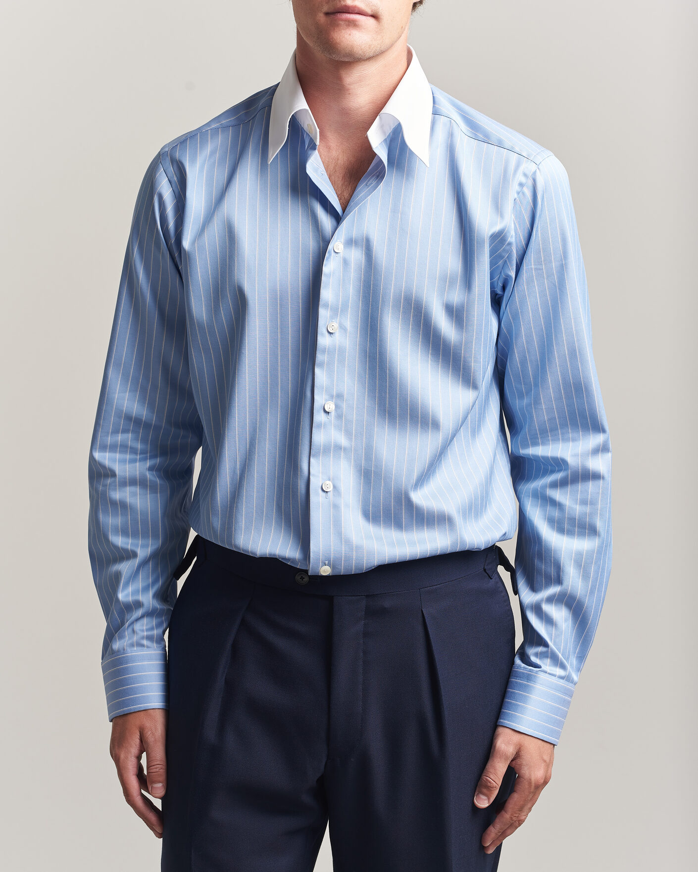 Herre | Skjorter | Eton | Slim Fit Signature Twill Striped Shirt Mid Blue