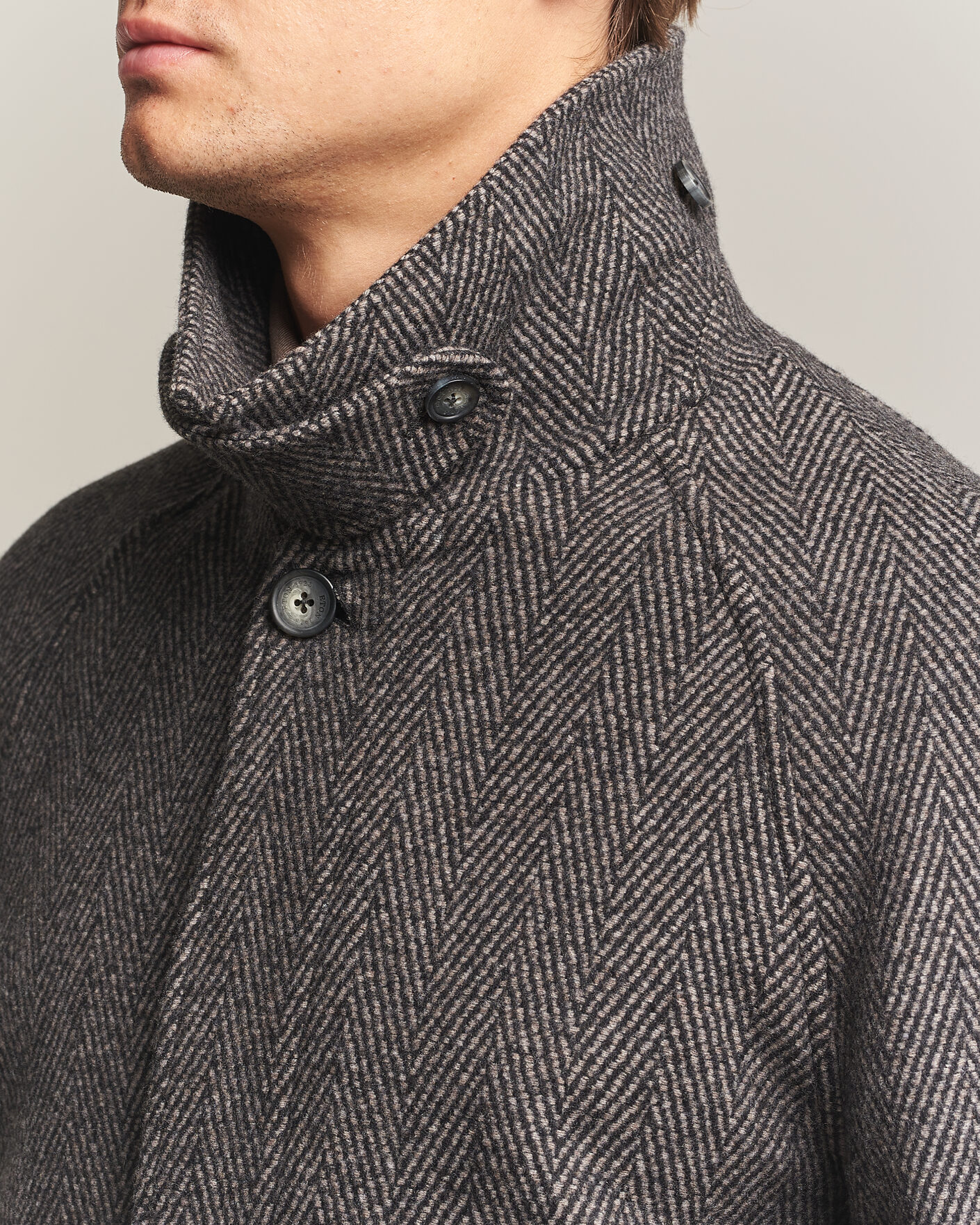 Herre | Jakker | Eton | Wool/Cashmere Herringbone Raglan Coat Dark Brown