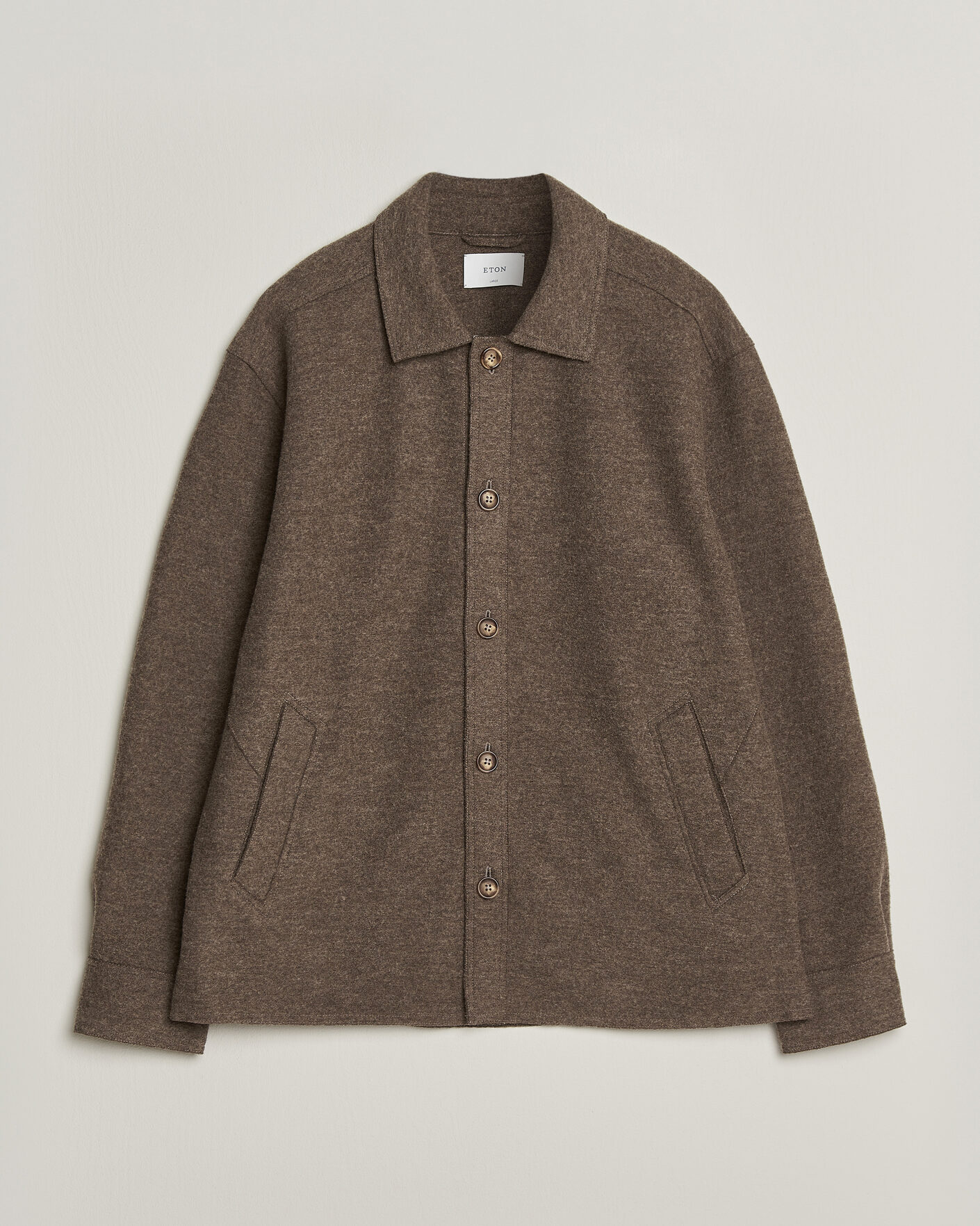 Herre | Jakker | Eton | Boiled Wool Shirt Jacket Brown