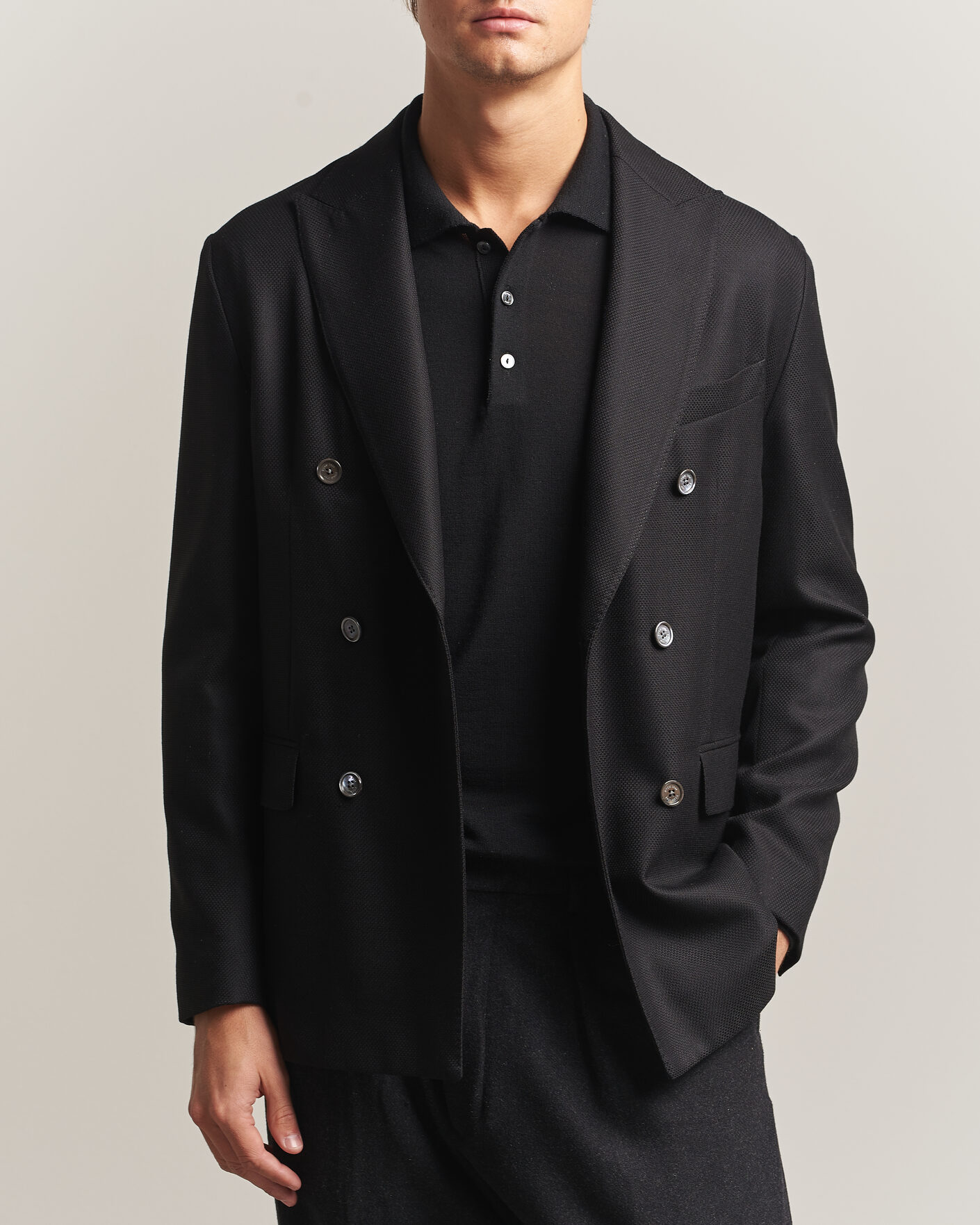 Herre | Blazere & jakker | Eton | Double Breasted Hopsack Soft jacket Black