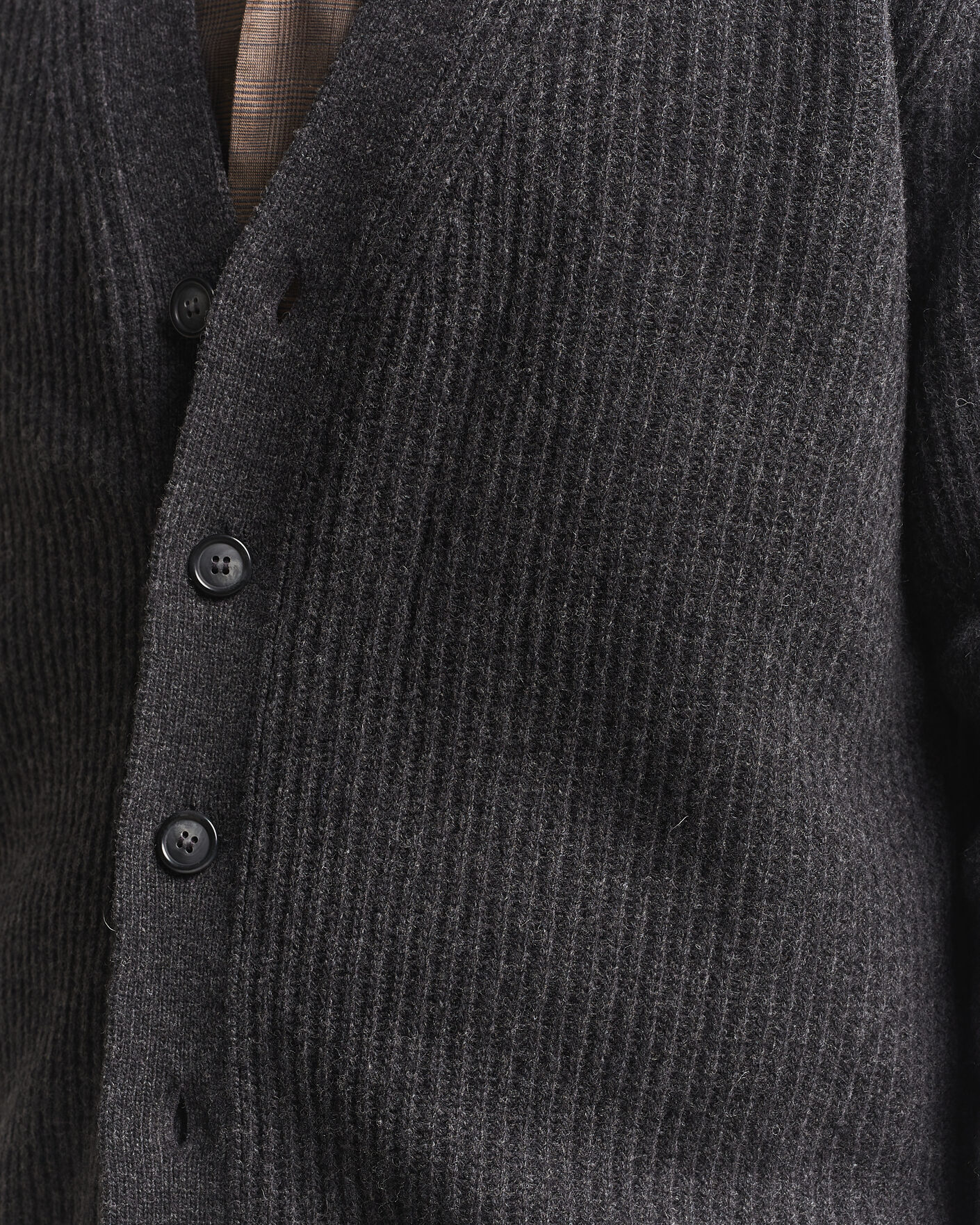 Herre | Trøjer | Eton | Merino Wool Rib Cardigan Dark Grey