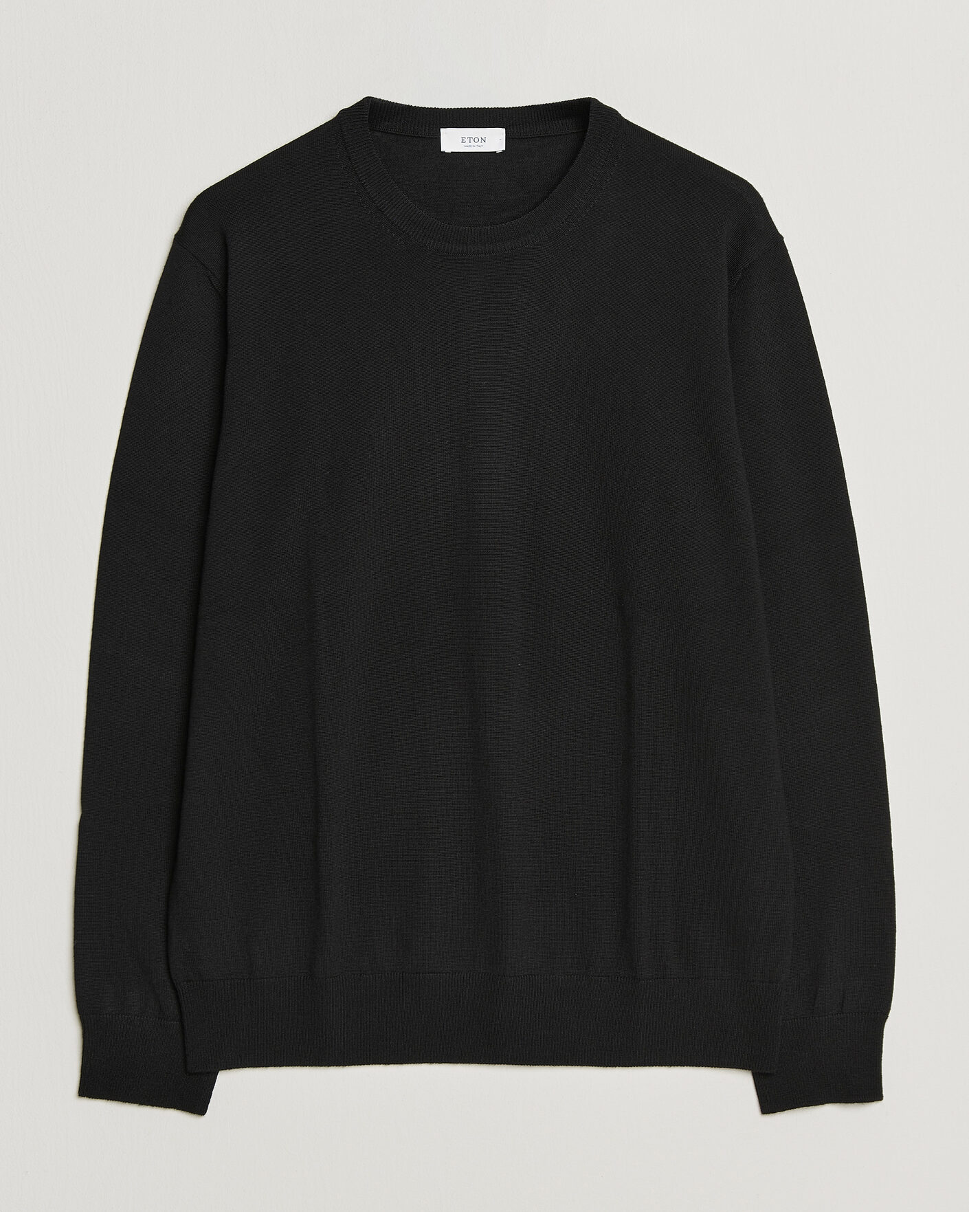 Herre | Trøjer | Eton | Merino Wool Knitted Crew Neck Black