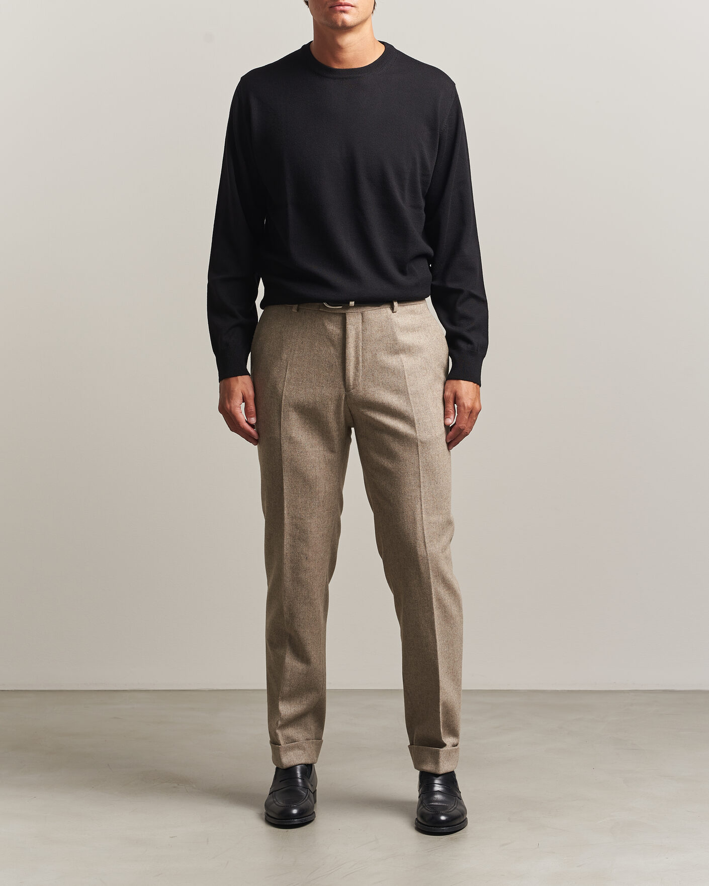 Herre | Trøjer | Eton | Merino Wool Knitted Crew Neck Black