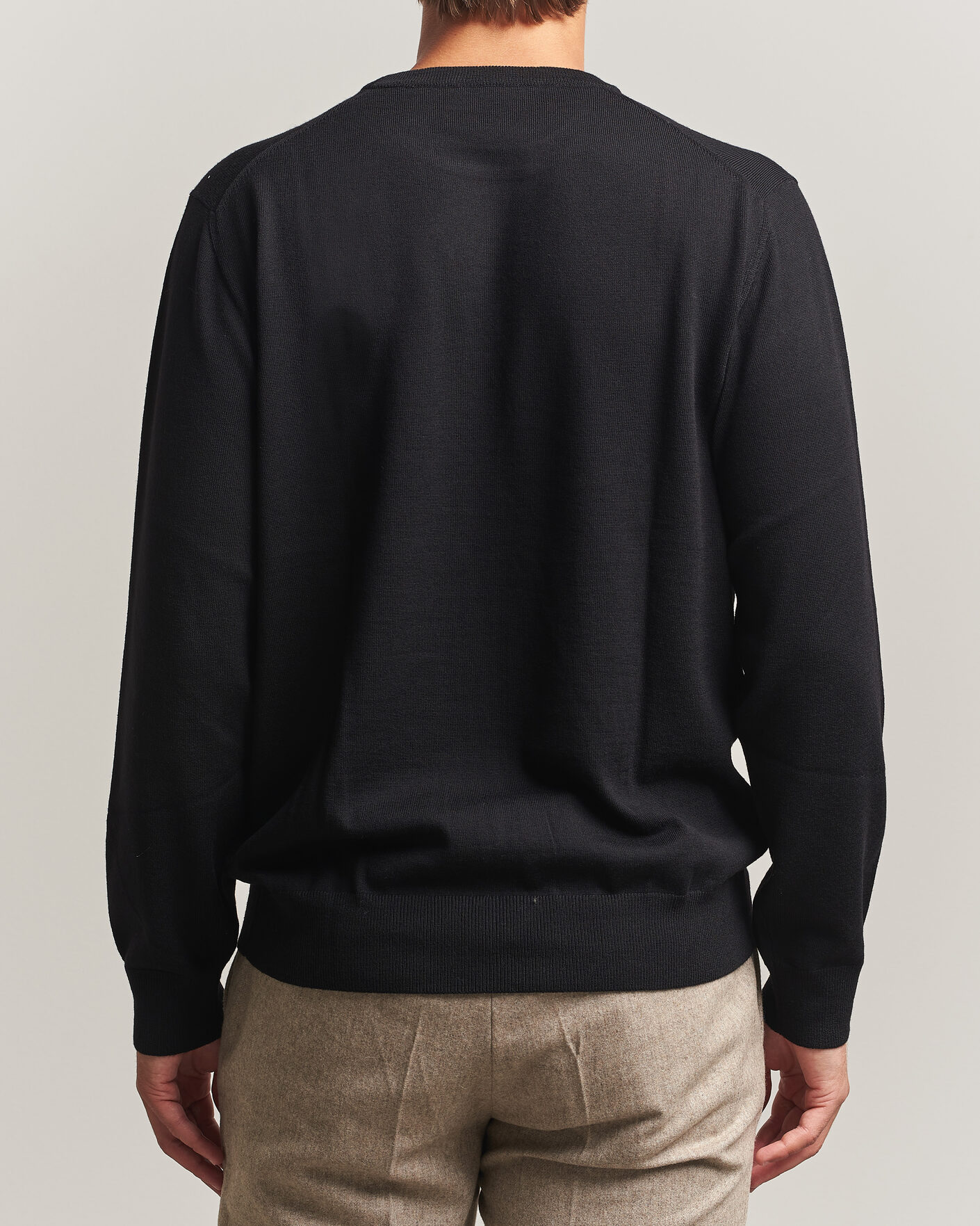 Herre | Trøjer | Eton | Merino Wool Knitted Crew Neck Black