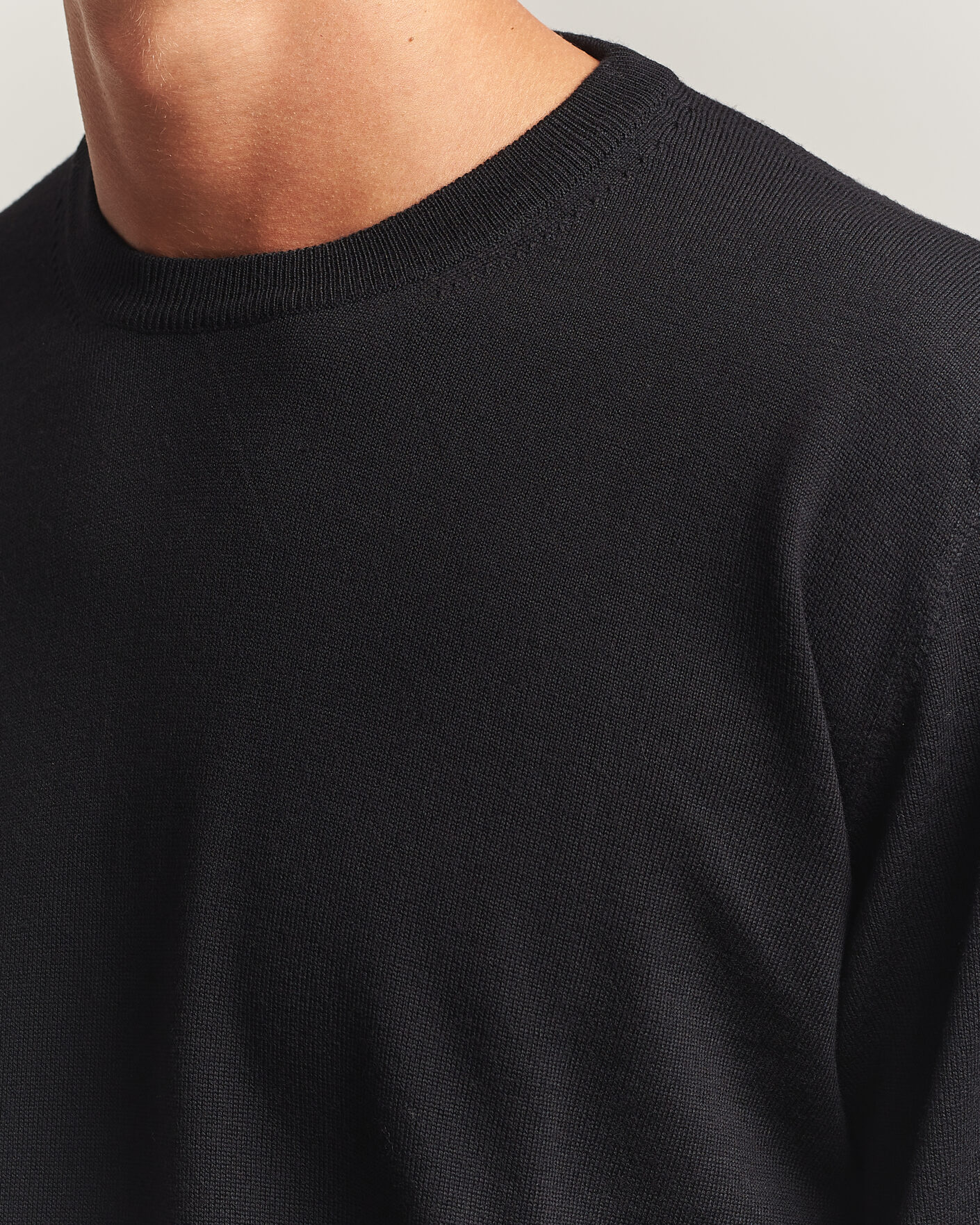 Herre | Trøjer | Eton | Merino Wool Knitted Crew Neck Black