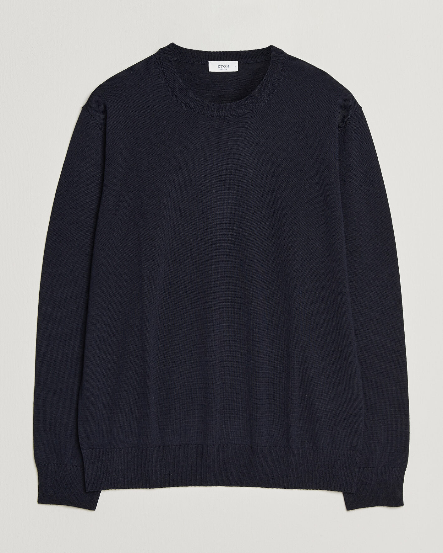 Herre | Trøjer | Eton | Merino Wool Knitted Crew Neck Navy Blue