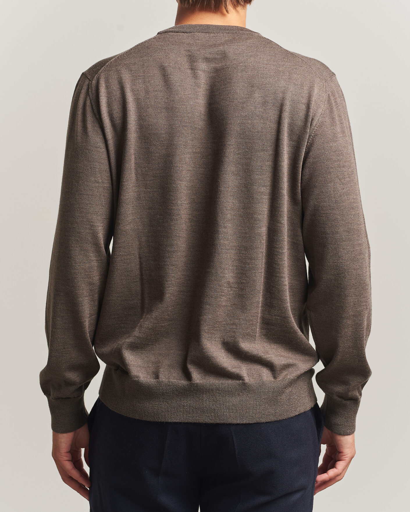 Herre | Trøjer | Eton | Merino Wool Knitted Crew Neck Dark Brown