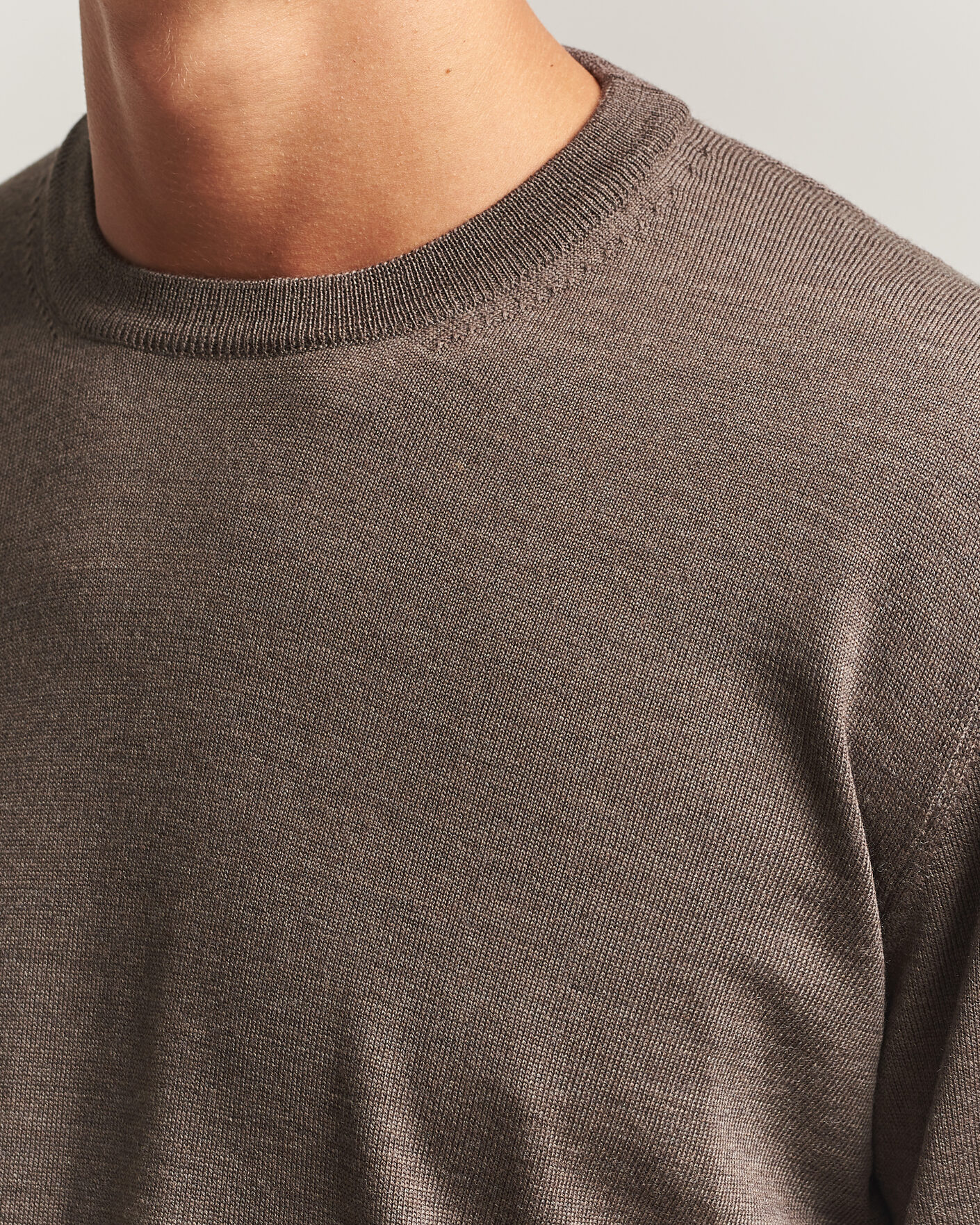 Herre | Trøjer | Eton | Merino Wool Knitted Crew Neck Dark Brown