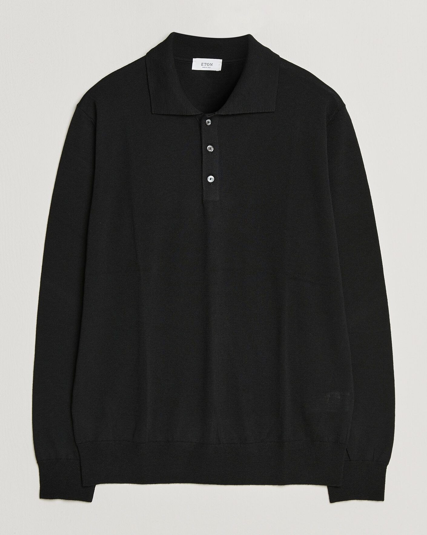 Herre | Trøjer | Eton | Merino Wool Knitted Polo Black