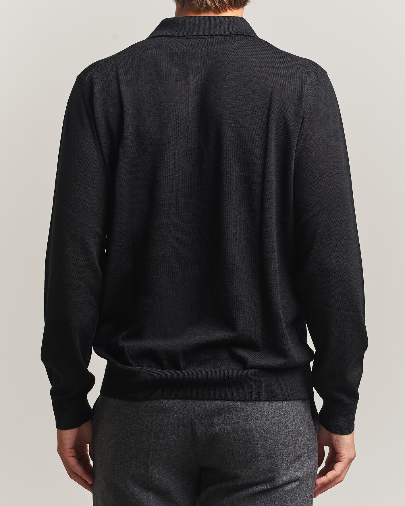Herre | Trøjer | Eton | Merino Wool Knitted Polo Black